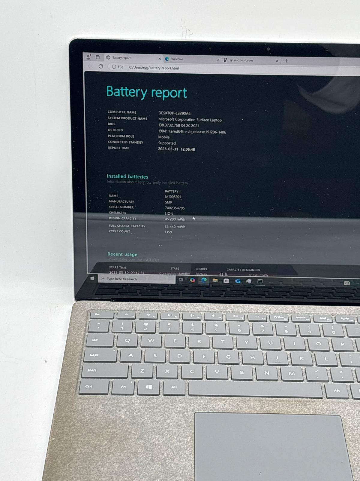 Microsoft Surface Laptop 1769 14-inch i5-7200U 4GB RAM 128GB SSD - Used