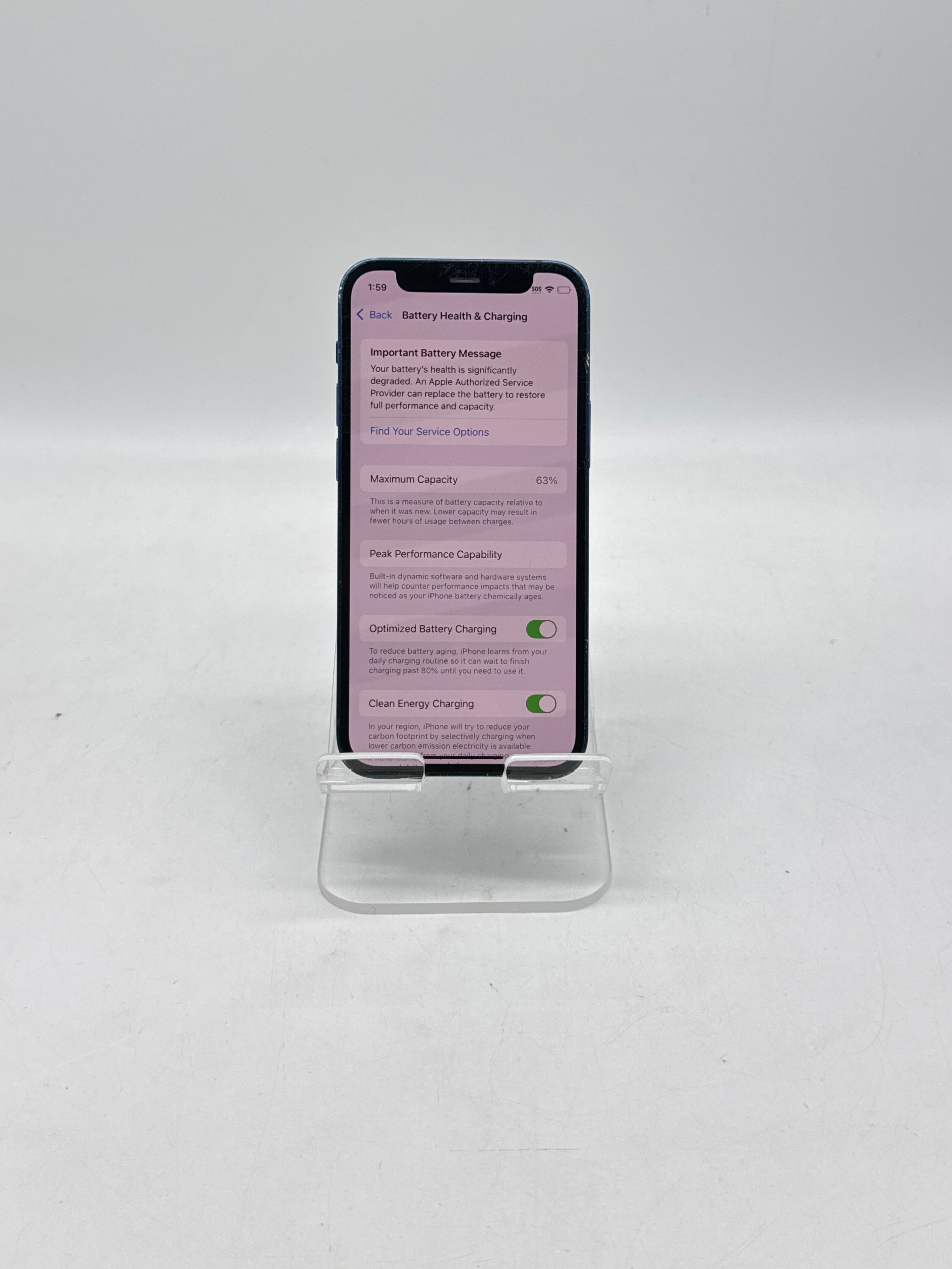 Apple iPhone 12 Mini A2176 64GB Factory Unlocked - Service Battery