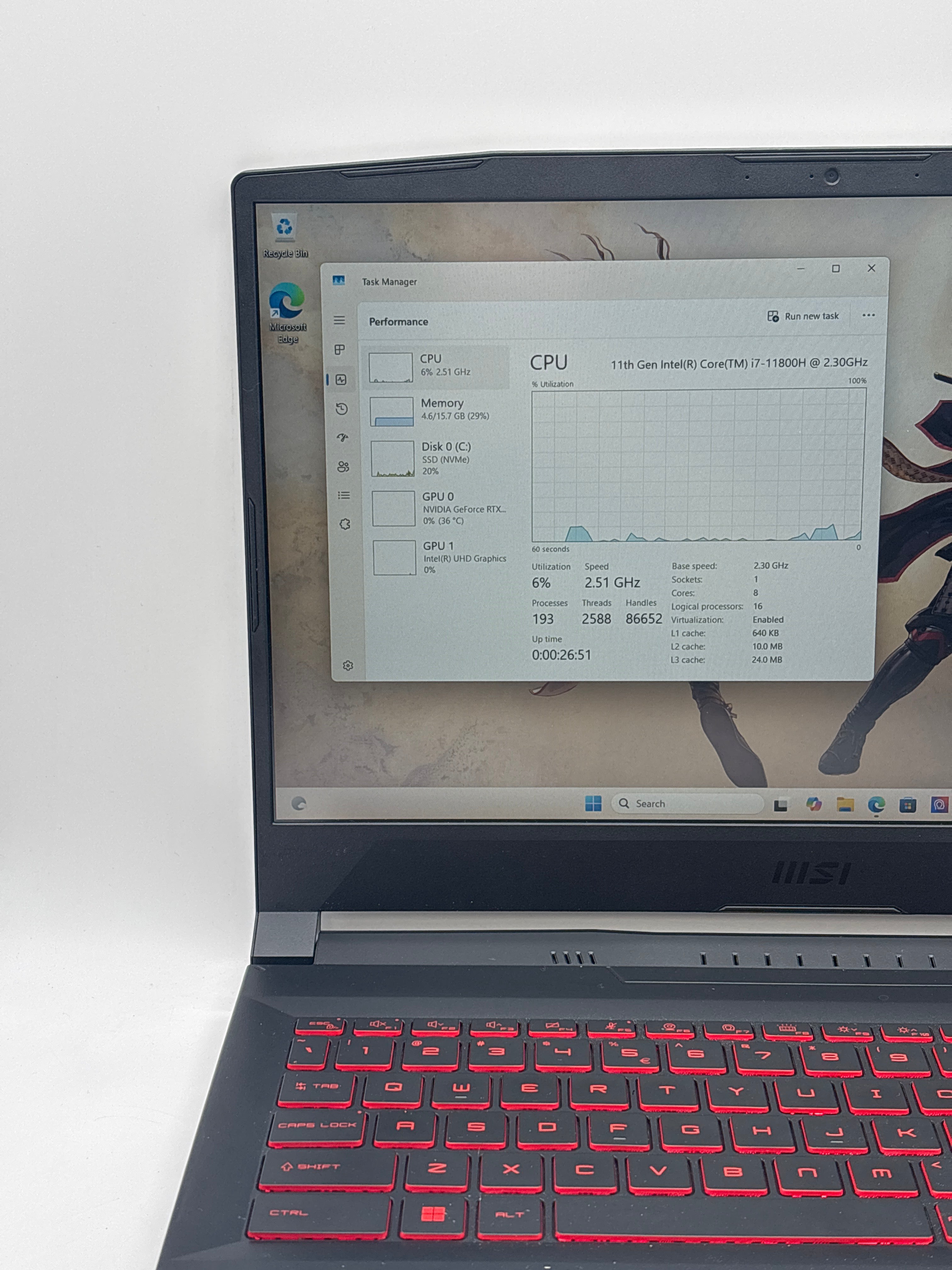 MSI Katana GF66 11UE i7-11800H 16GB RAM 512GB SSD RTX 3060