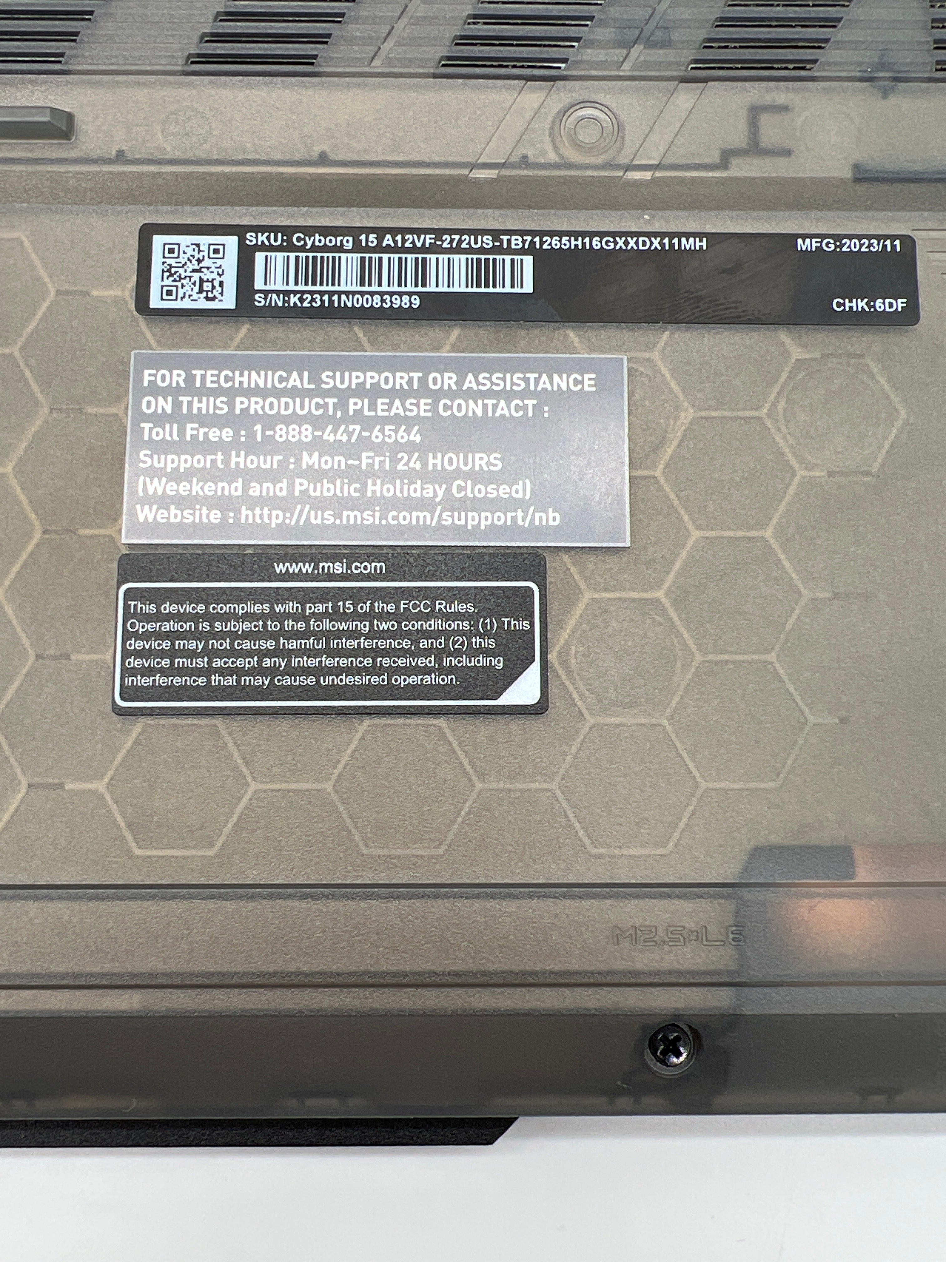 MSI Cyborg 15  i7 16GB RAM 1TB SSD, GeForce RTX 4060