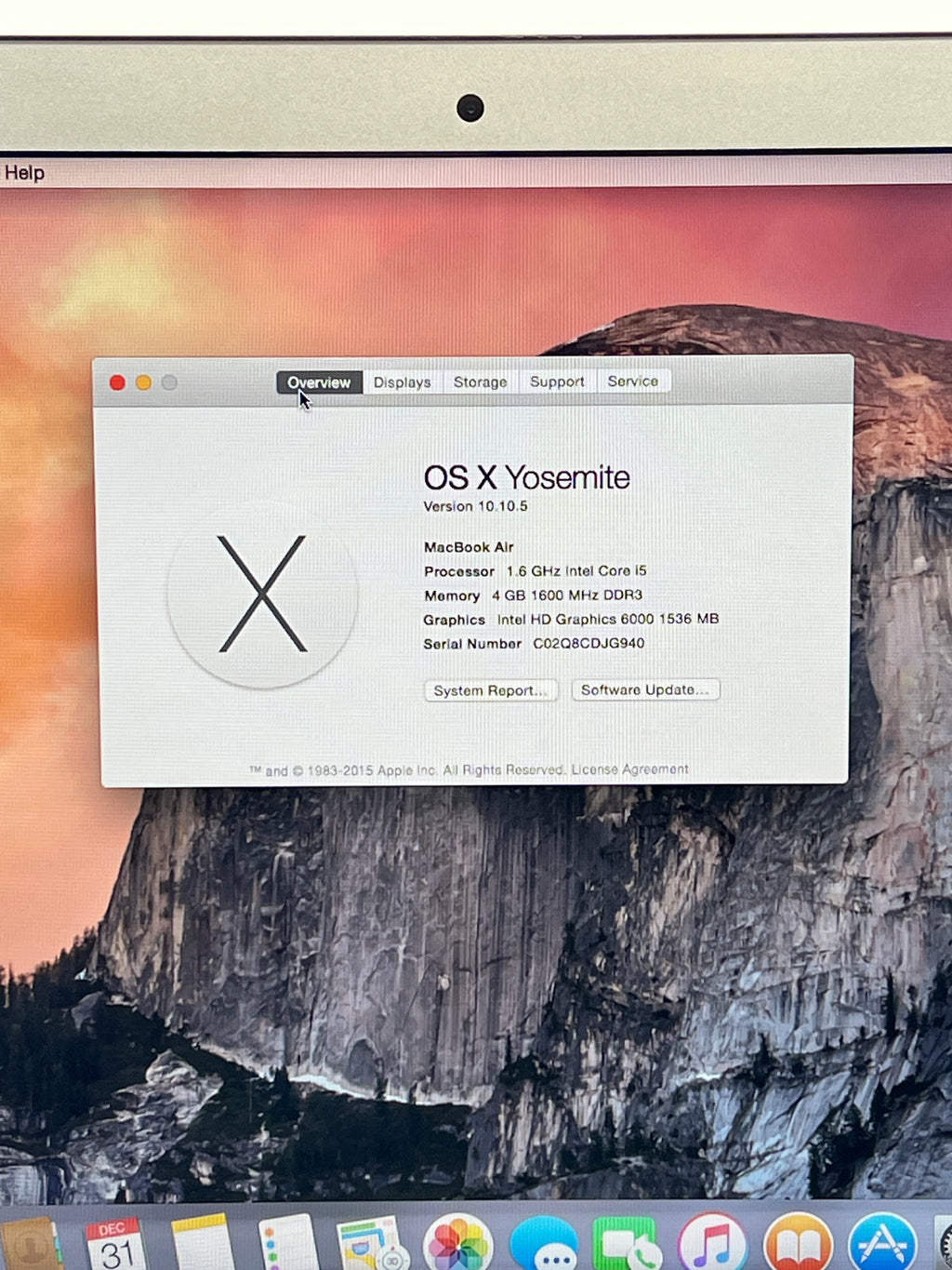 MacBook Air A1466  i5 4GB RAM 128GB SSD - For Parts (Bad Battery)