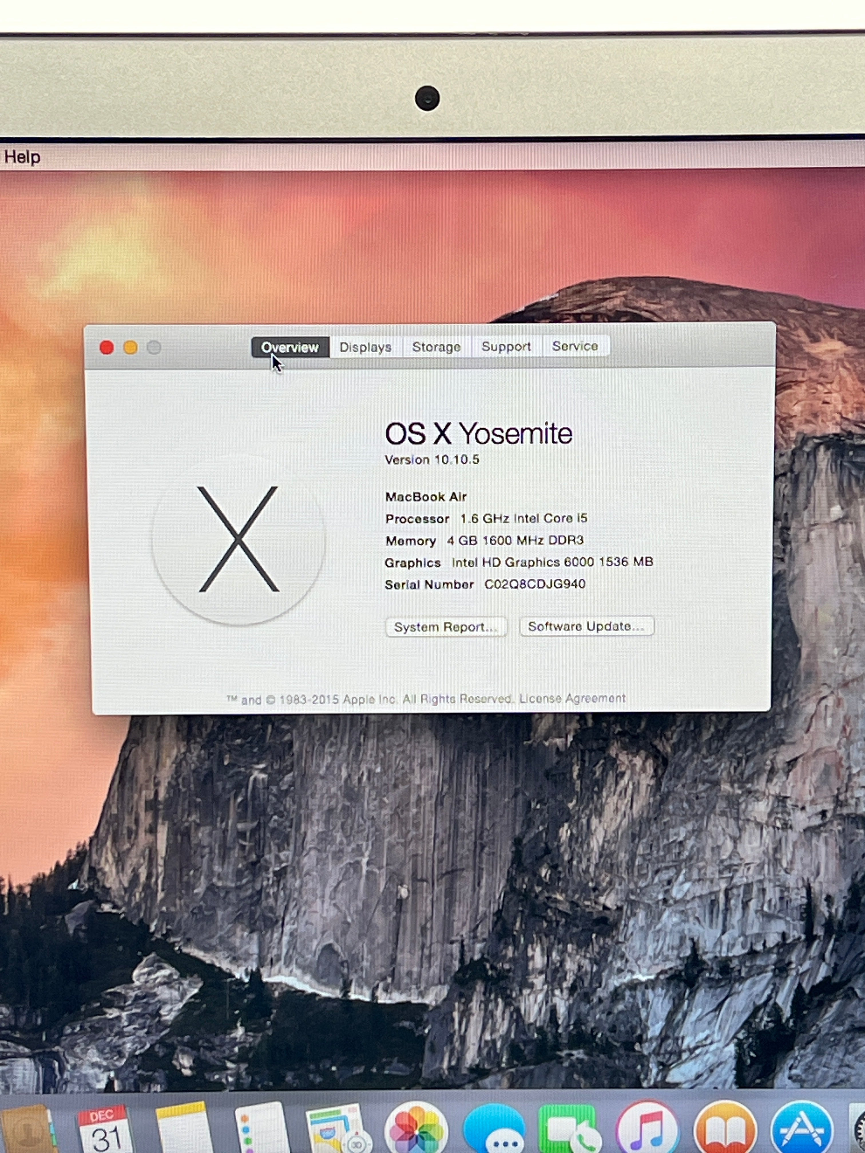 MacBook Air A1466  i5 4GB RAM 128GB SSD - For Parts (Bad Battery)
