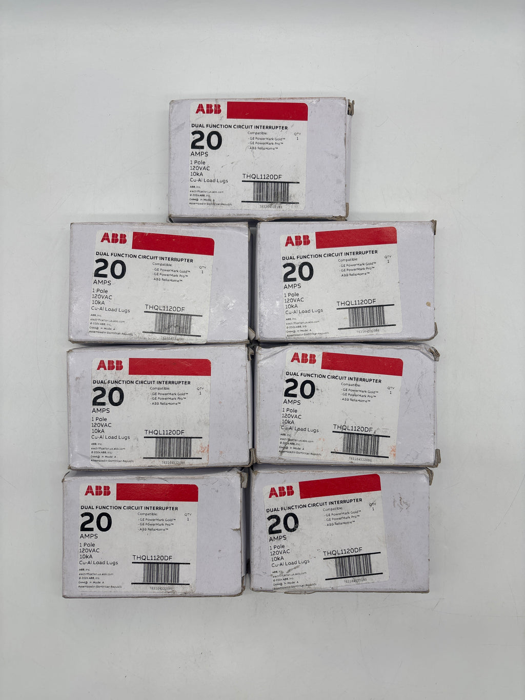 GE THQL1120DF 20Amp 120V Dual Function Circuit Breakers Lot of 7 - New Open Box