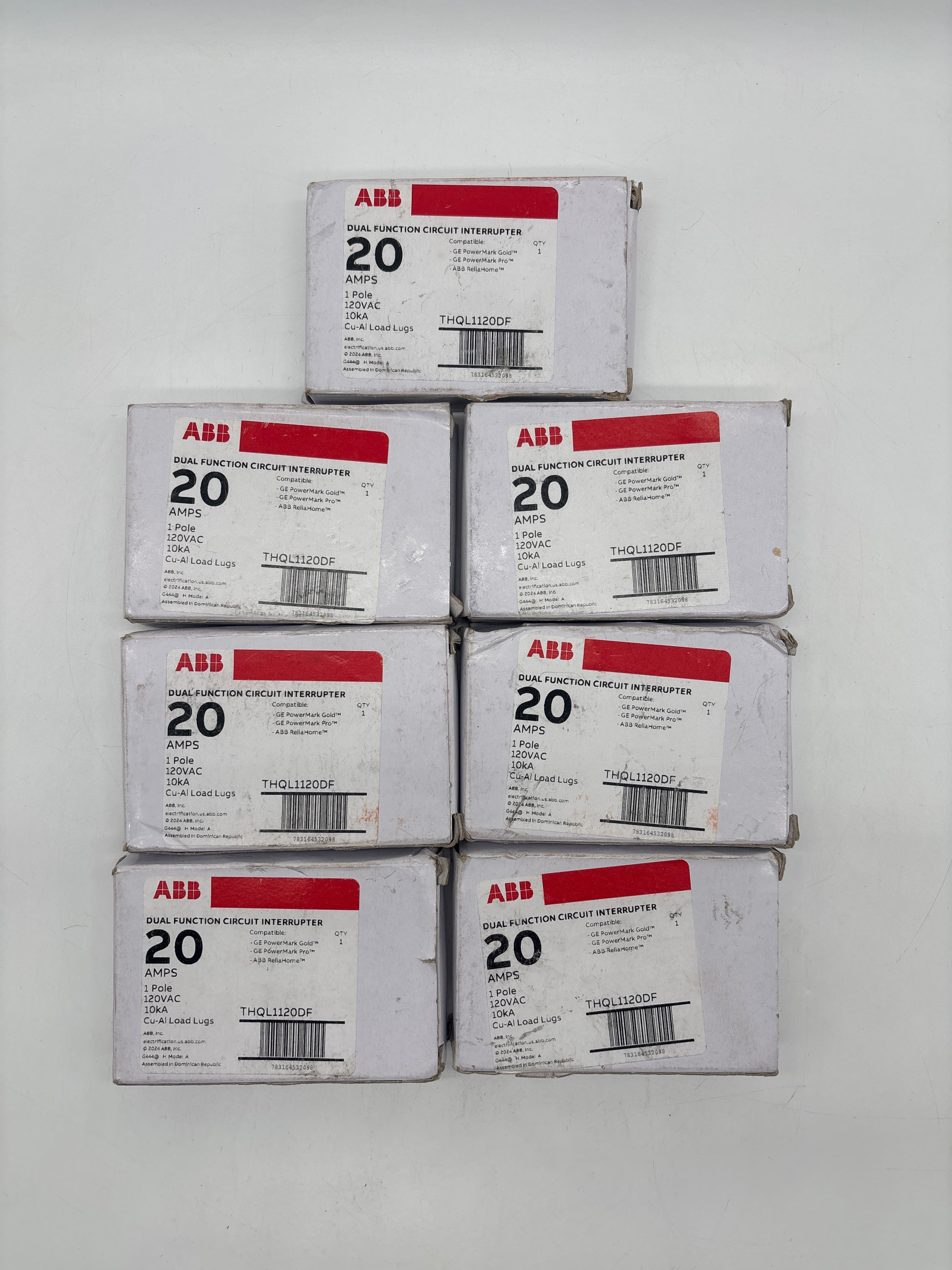 GE THQL1120DF 20Amp 120V Dual Function Circuit Breakers Lot of 7 - New Open Box