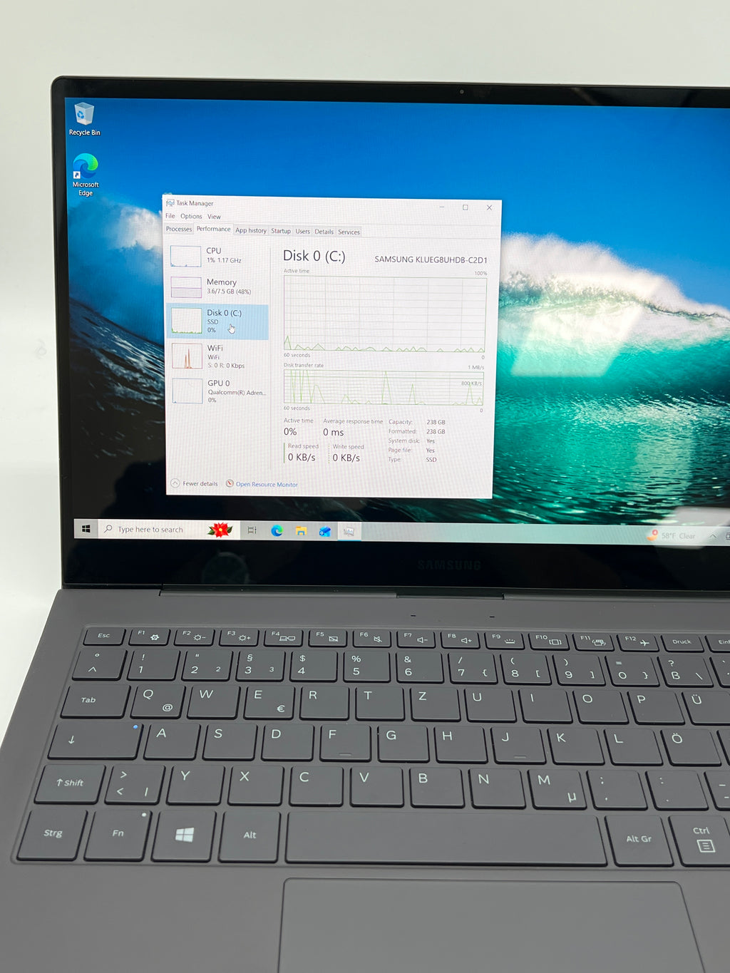Samsung Galaxy Book S SM-W767V 13.3" Touch Snapdragon 8CX 8GB RAM 256GB SSD