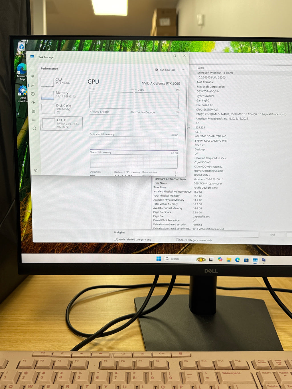 Custom Gaming PC i5-14400F 16GB RAM 1TB SSD RTX 5060 OC Black - Used
