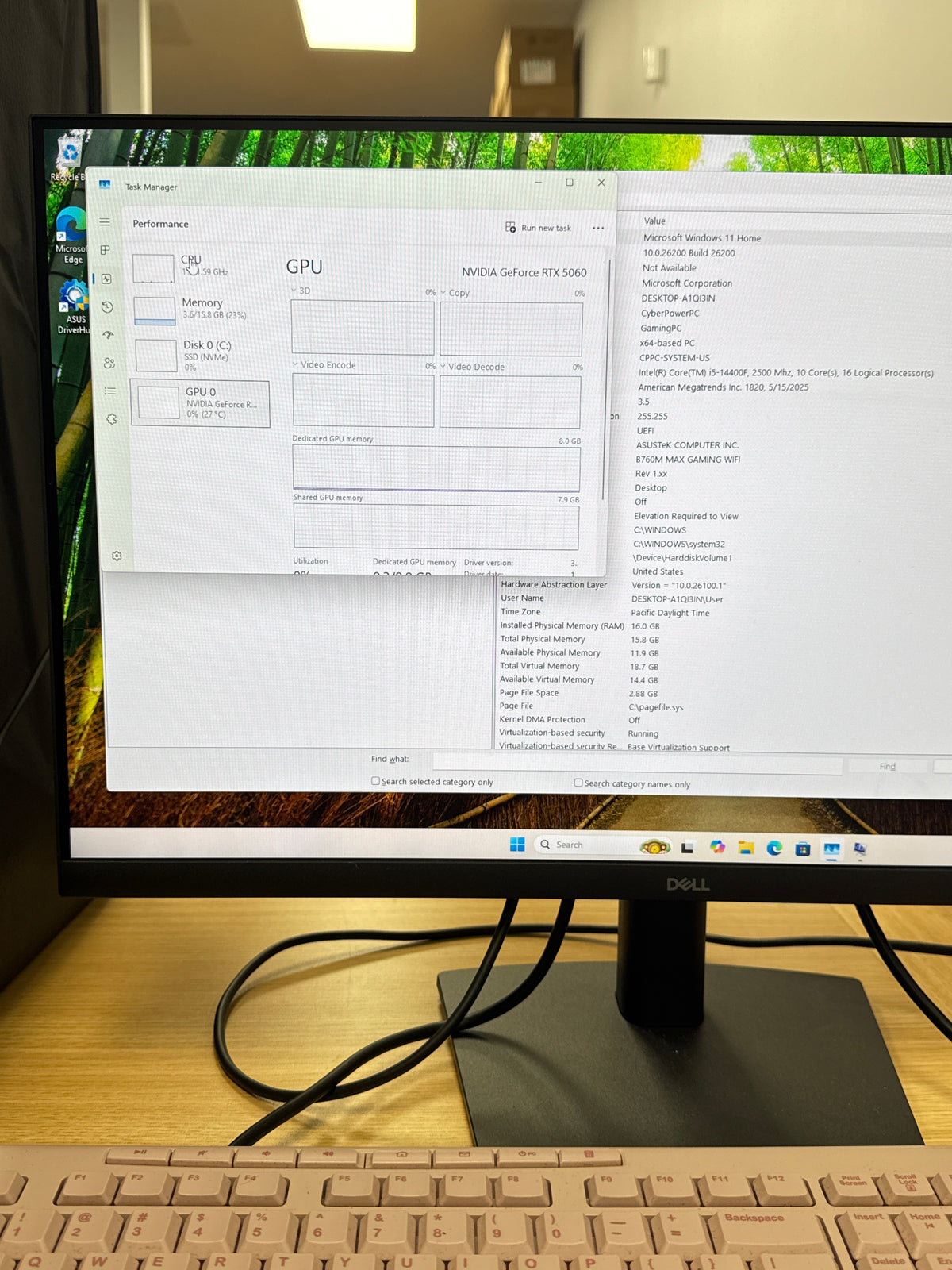 Custom Gaming PC i5-14400F 16GB RAM 1TB SSD RTX 5060 OC Black - Used