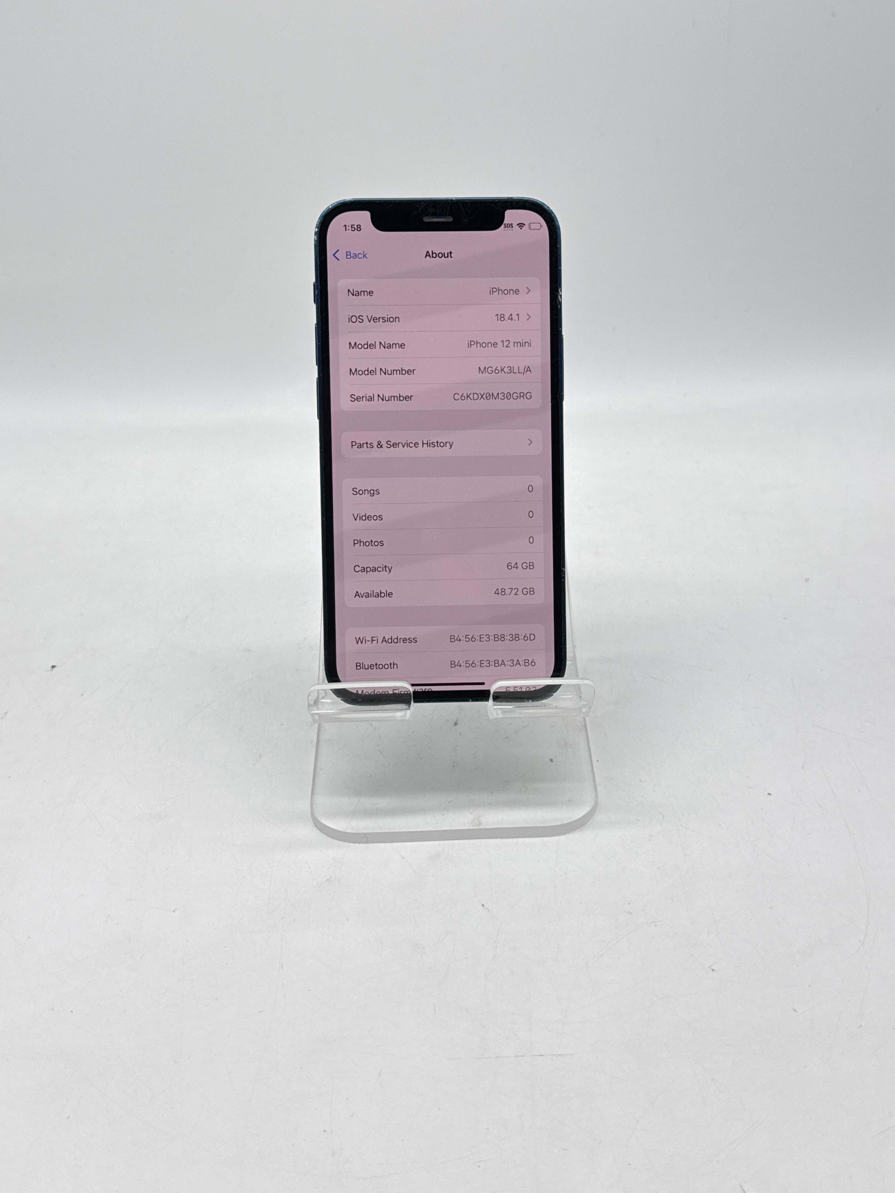 Apple iPhone 12 Mini A2176 64GB Factory Unlocked - Service Battery