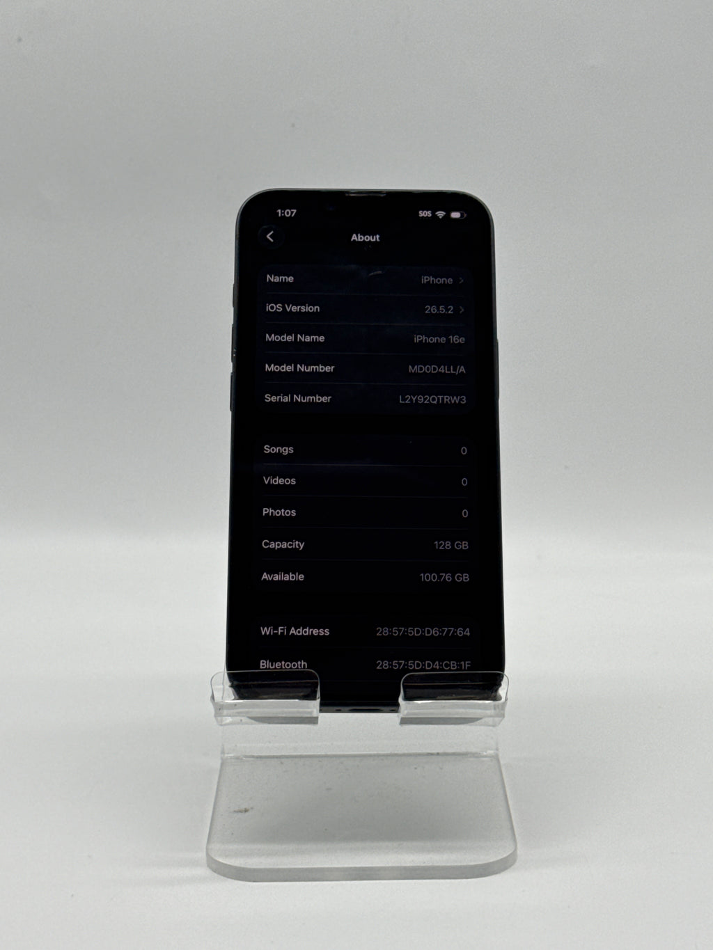Apple iPhone 16e 128GB Black Unlocked A18 Chip 6.1in OLED 5G - Used