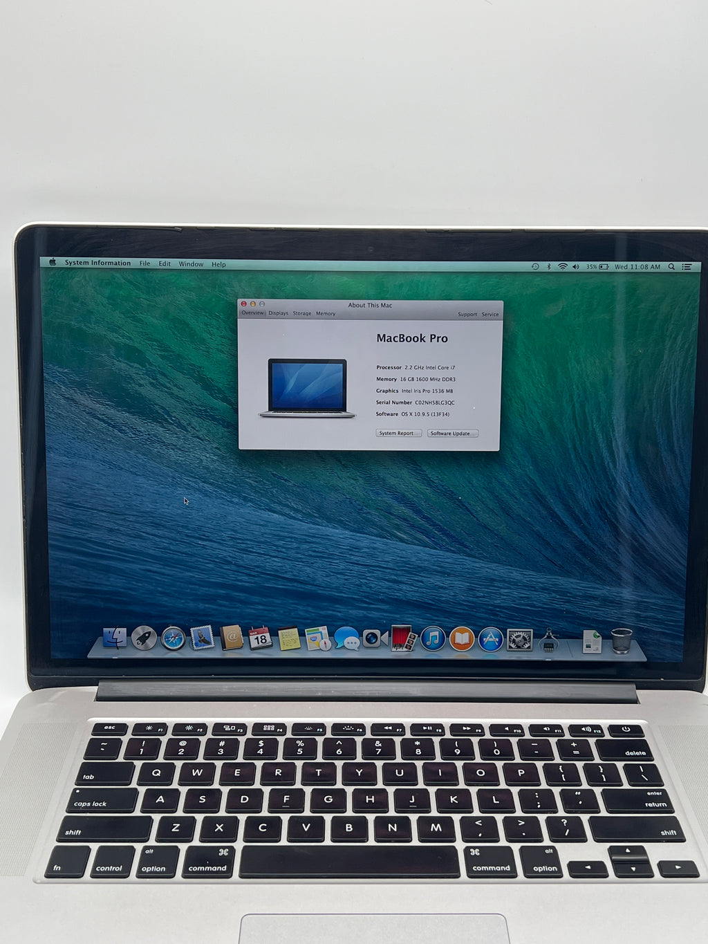 Apple MacBook Pro 15" A1398 Core i7 16GB RAM 256GB SSD - Used (READ)