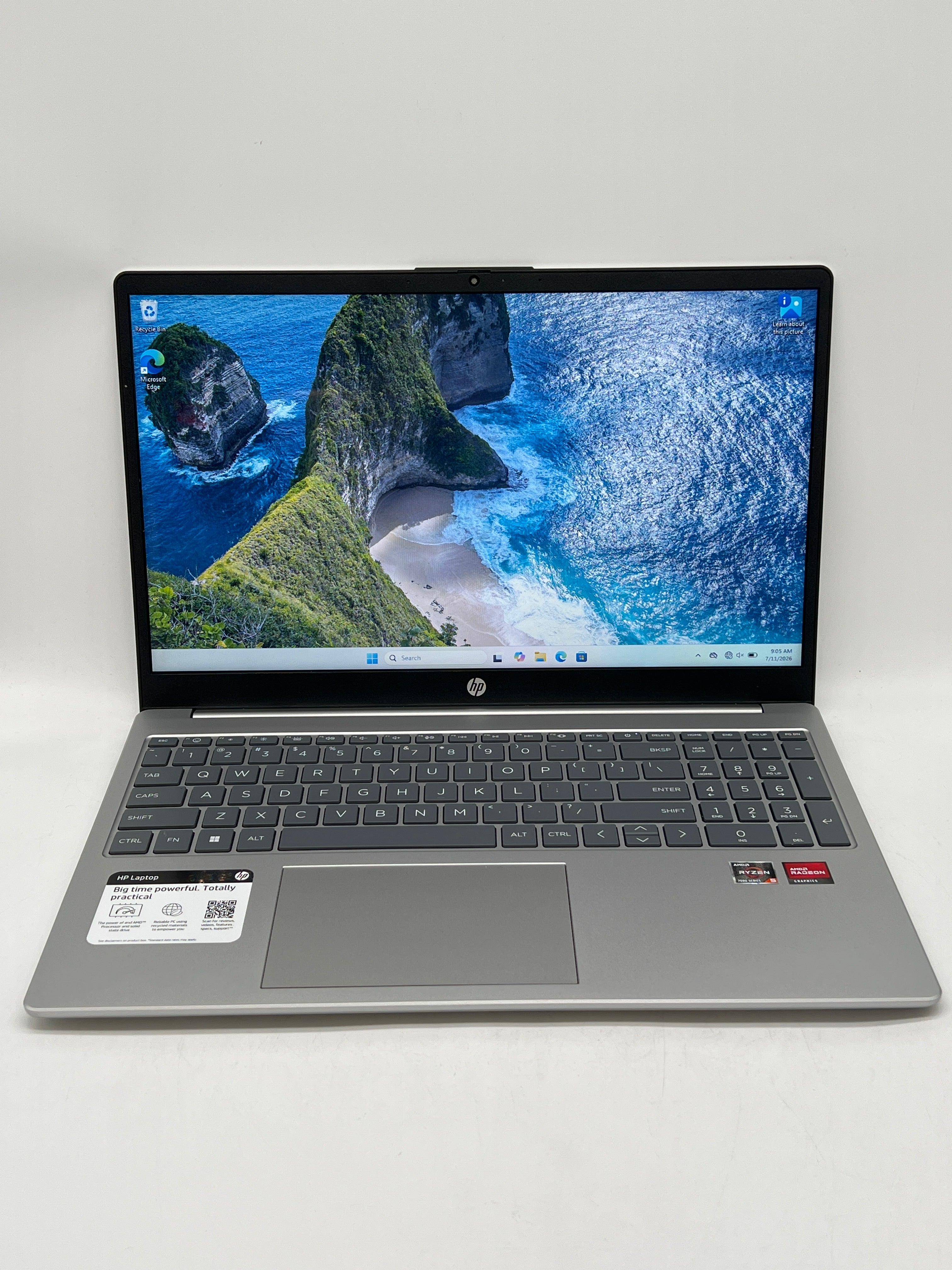 HP 15-fc0305nr 15.6" AMD Ryzen 5 7520U 8GB RAM 512GB SSD Silver - Used