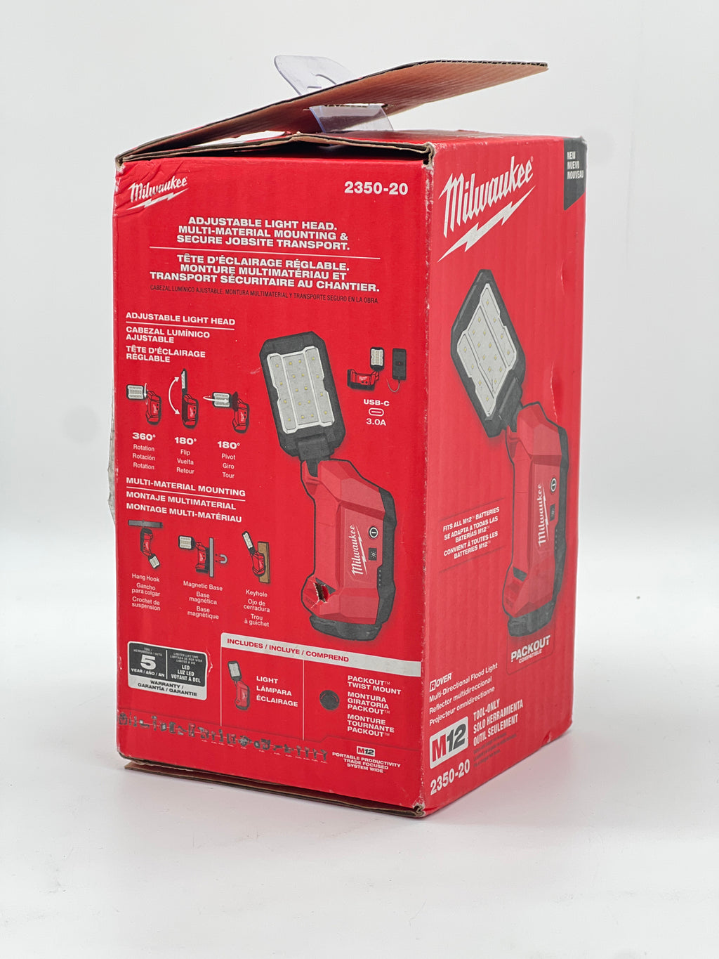 Milwaukee 2350-20 M12 LED flood Light Red New Open Box Tool Only