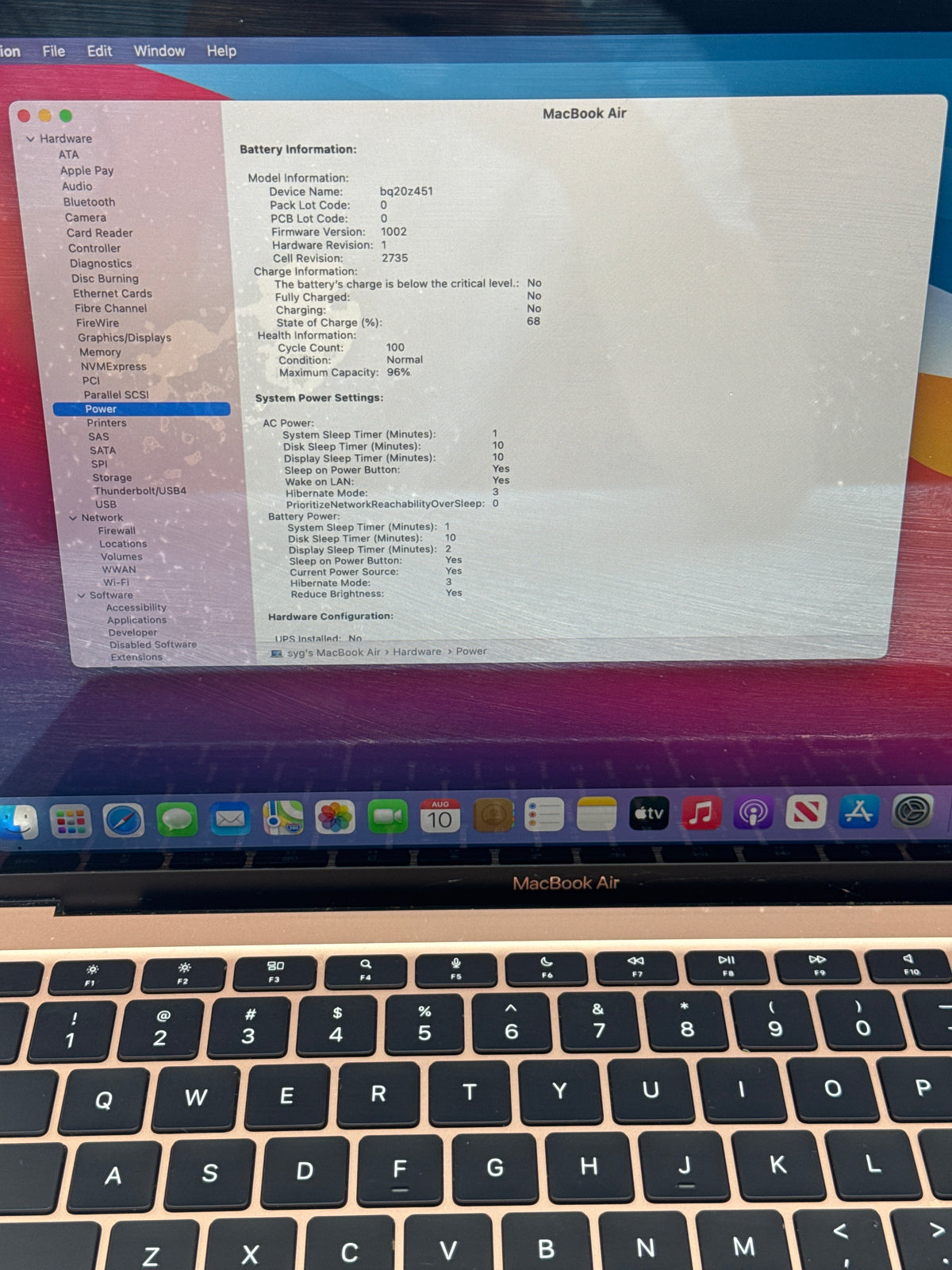 Apple MacBook Air 13" A2337 M1 8GB RAM 256GB SSD Rose Gold - Used