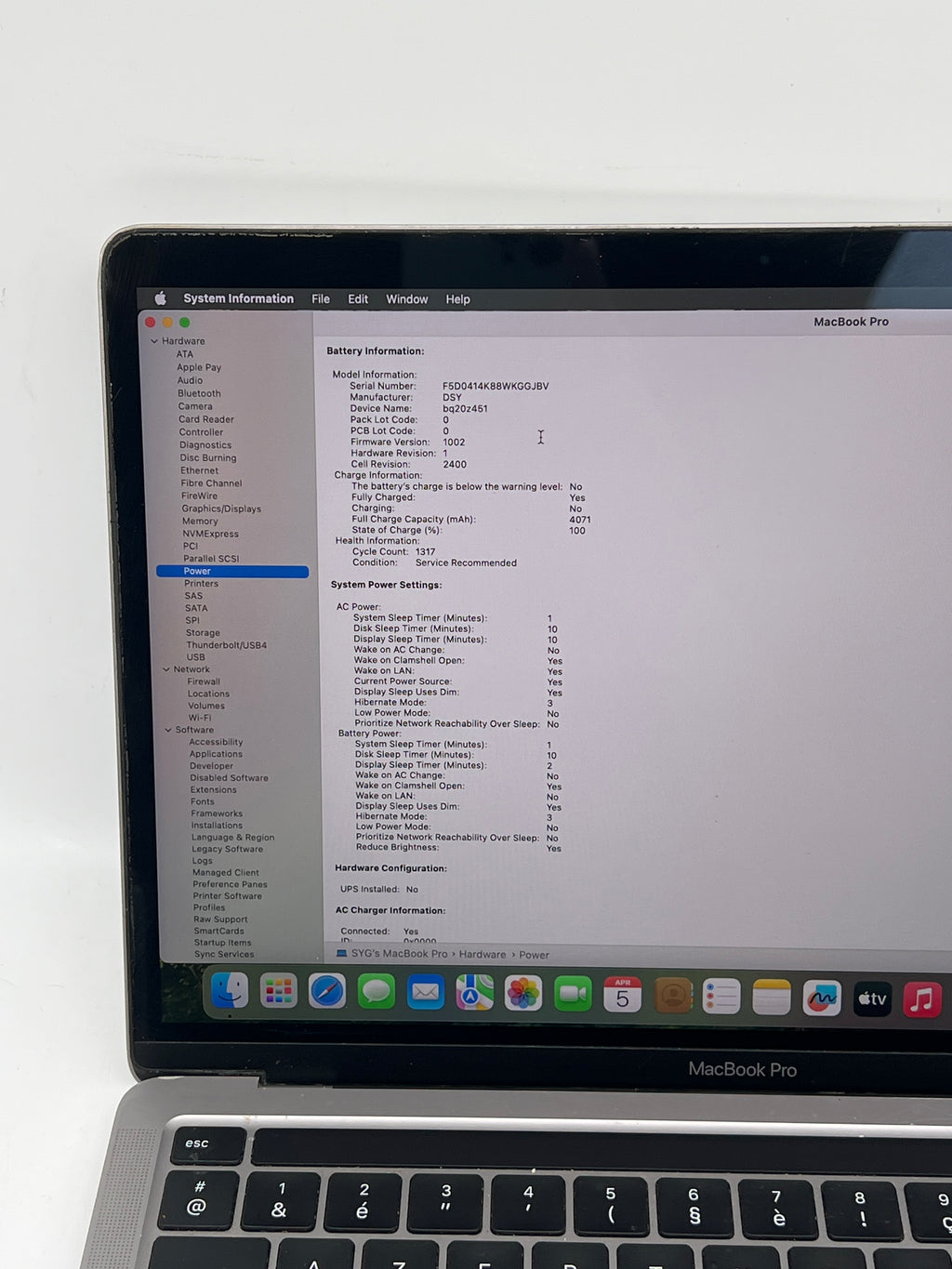 Apple MacBook Pro 13" A2289 Core i7 16GB RAM 1TB SSD - For Parts (Service Battery)