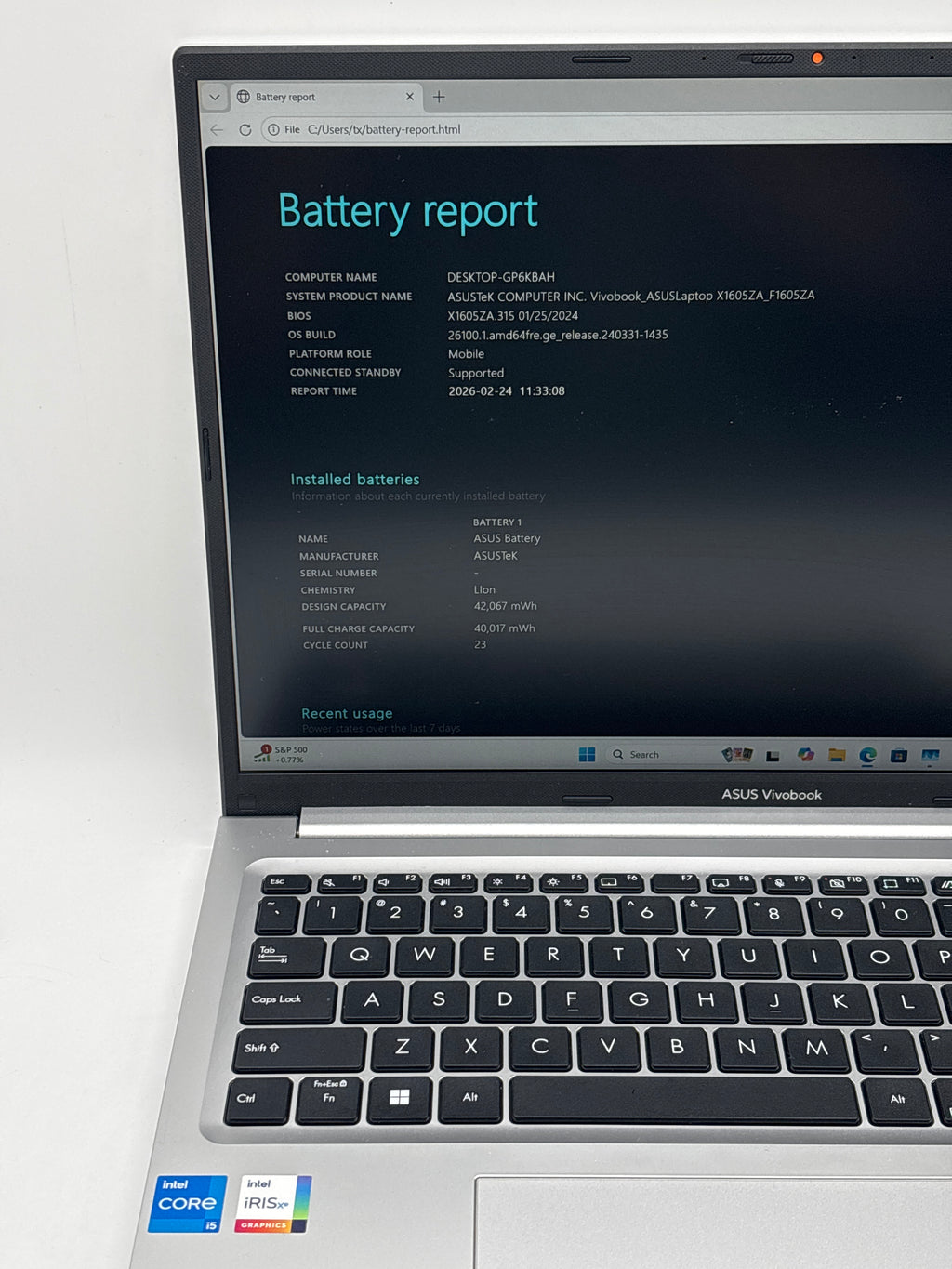 Asus VivoBook F1605Z i7-1255U 16GB RAM 512GB SSD