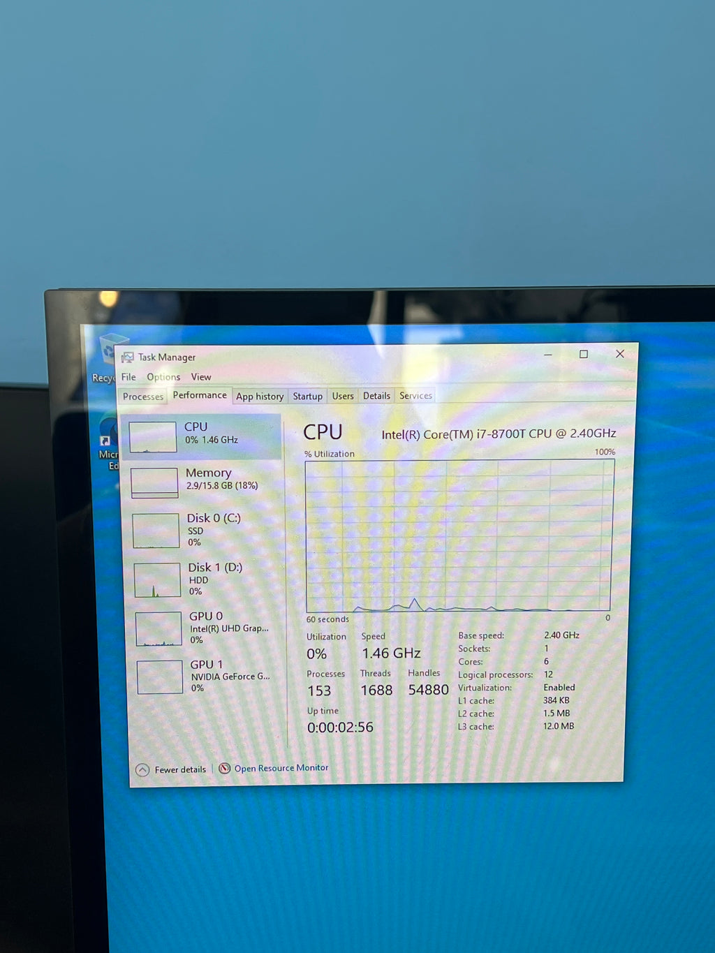 HP Envy 27-b214 27in Touch i7-8700T 16GB RAM 2TB SSD+2TB HDD GTX 1050 - Used