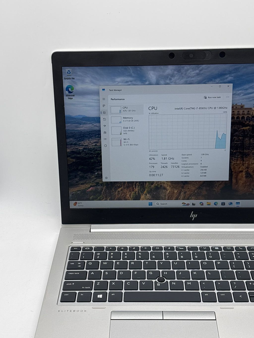 HP EliteBook 850 G6 Intel Core i7-8565U 16GB RAM 256GB SSD - Remotely Managed