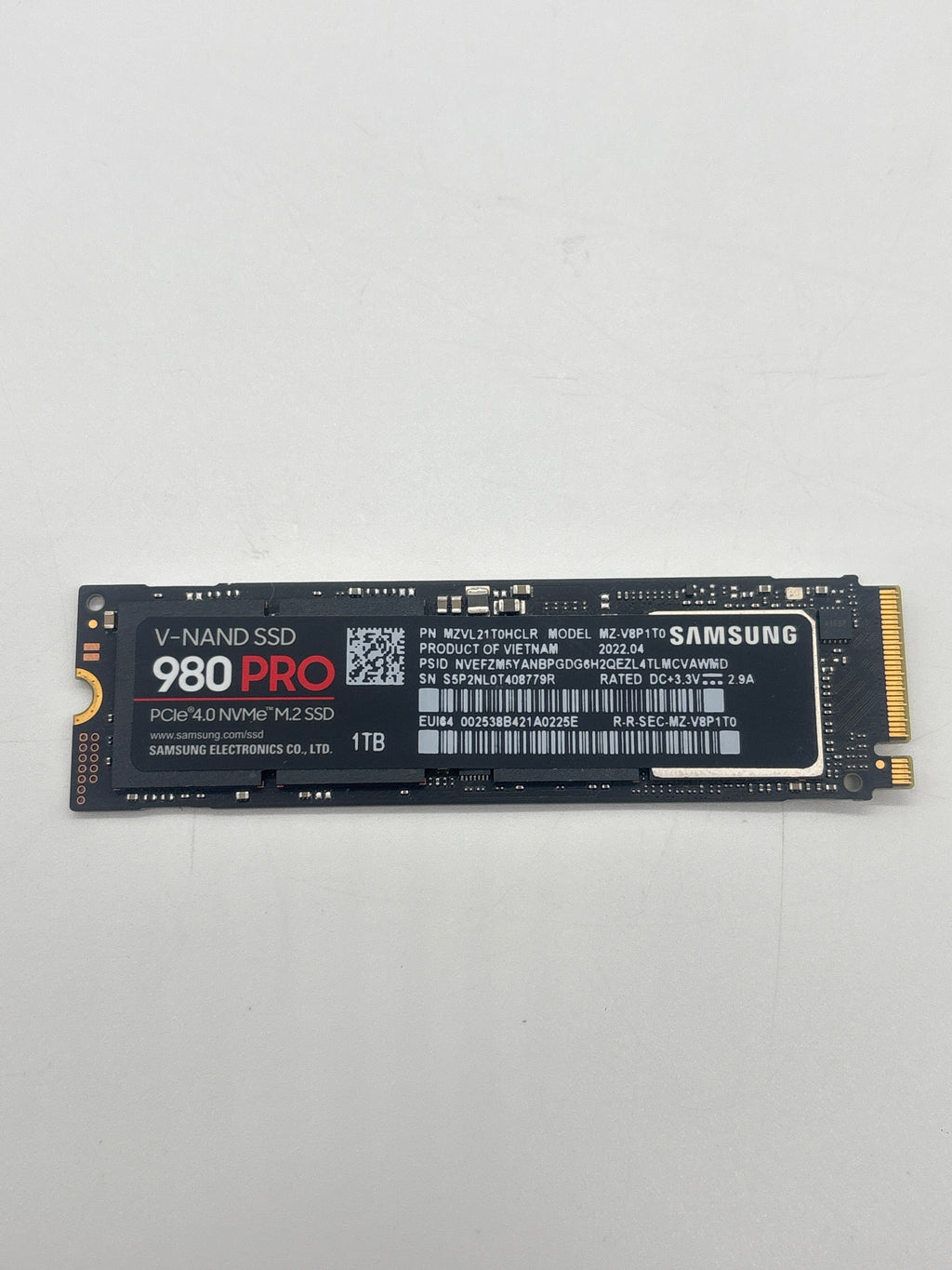 Samsung 980 PRO 1TB SSD, PCIe 4.0 x 4 M.2, M.2 2280 NVME