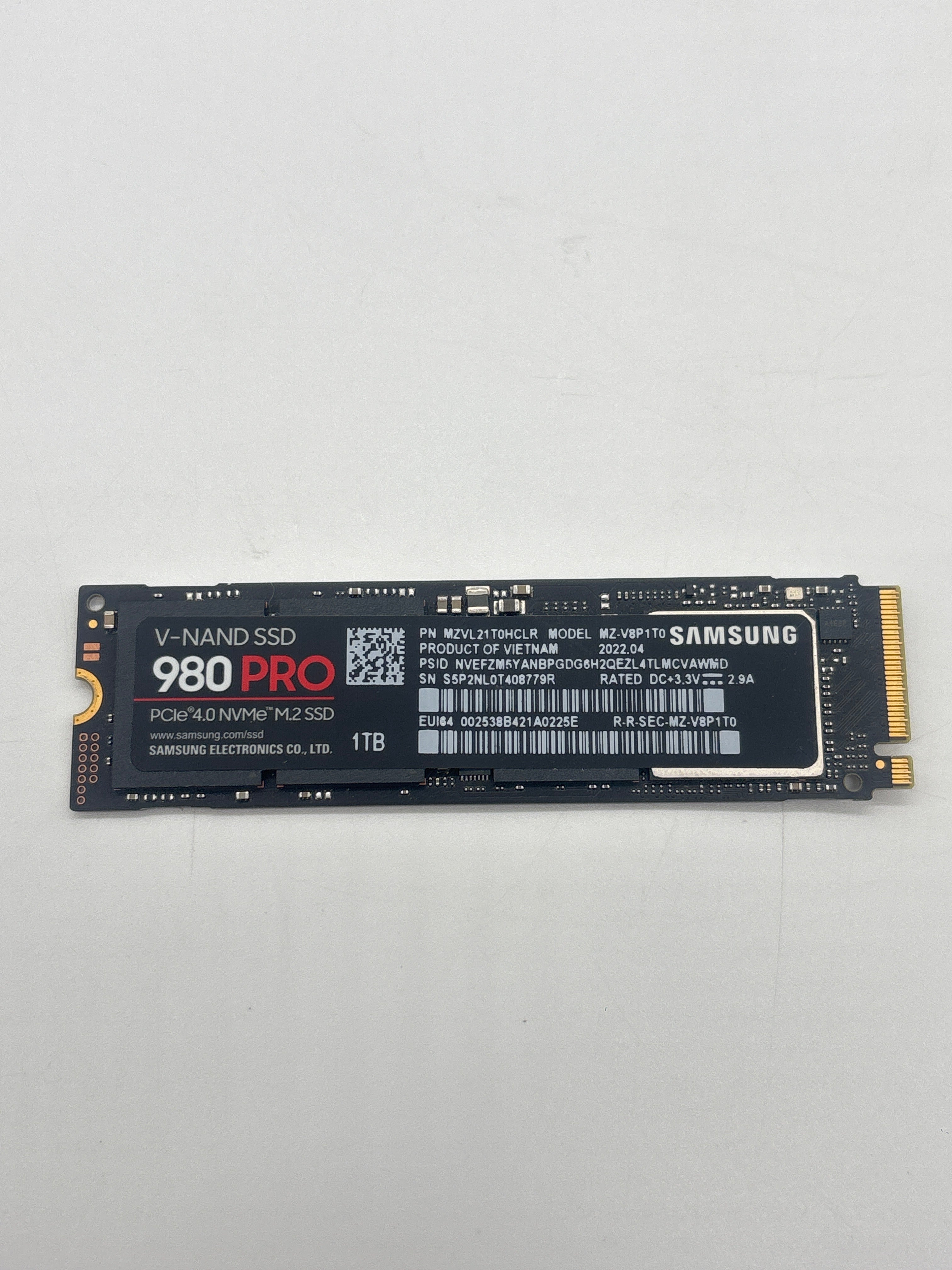 Samsung 980 PRO 1TB SSD, PCIe 4.0 x 4 M.2, M.2 2280 NVME
