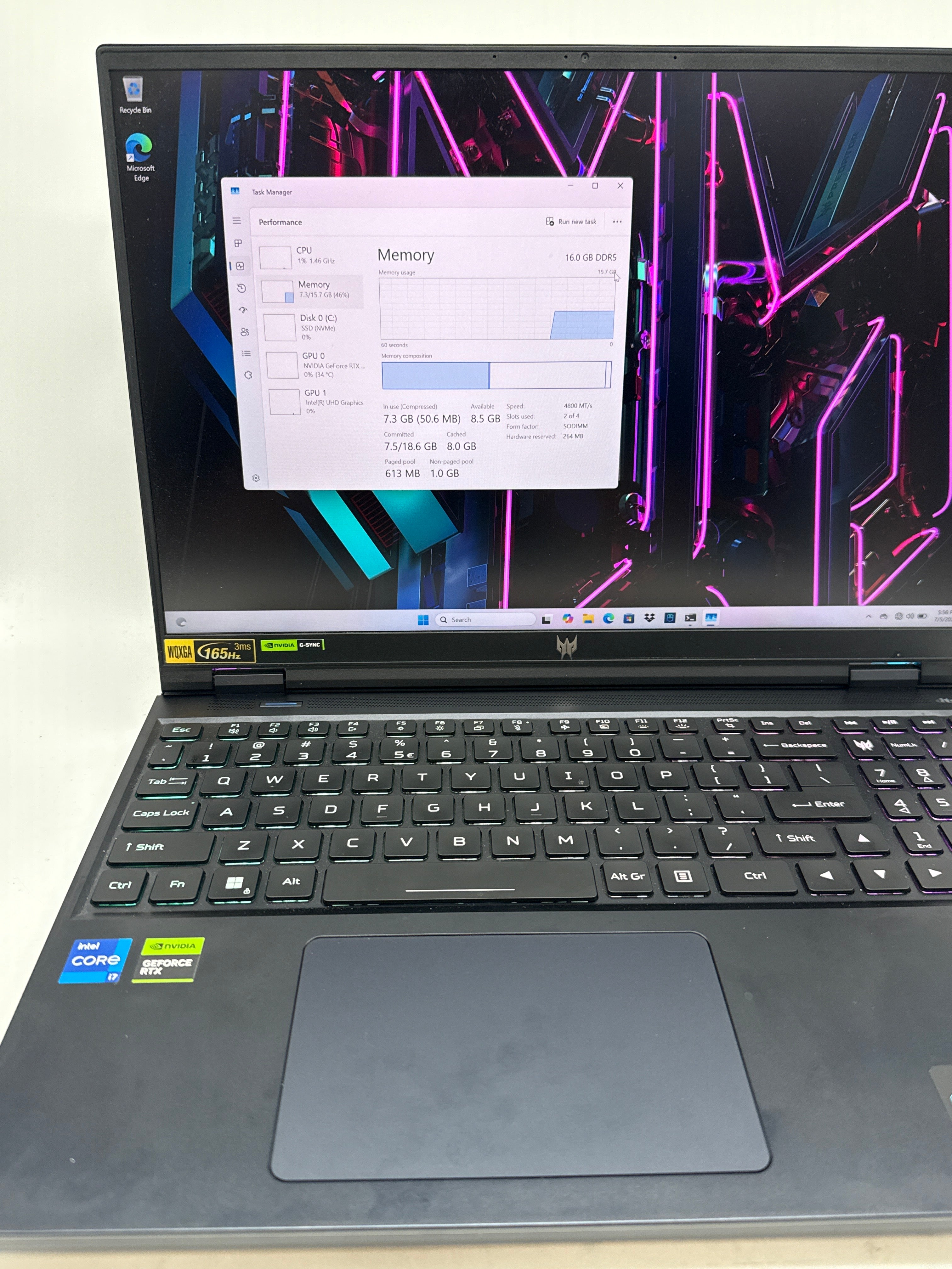 Acer Predator Helios 16 PH16-71 16" i7-13700HX 16GB RAM 1TB SSD GeForce RTX 4060 - Used