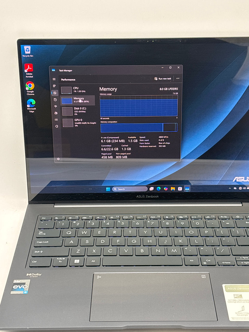 Asus Q410V 14" Intel Core i5-13500H 8GB RAM 512GB SSD Touchscreen Blue - Used