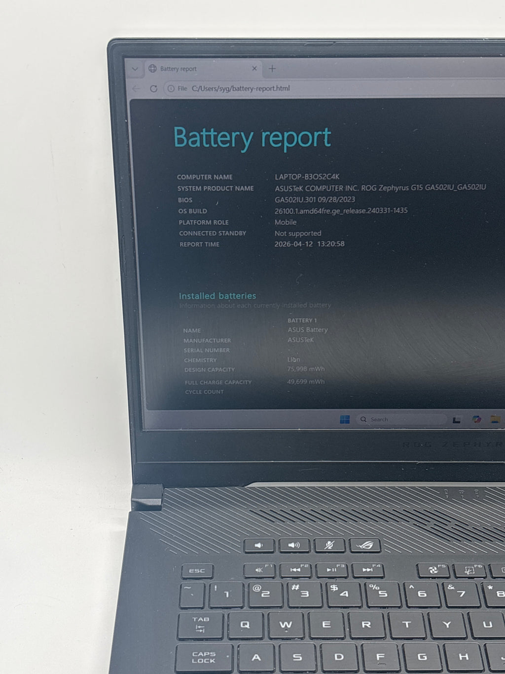 ASUS ROG Zephyrus G15 GA502I Ryzen 7 4800HS 16GB RAM 1TB SSD GTX 1660 Ti