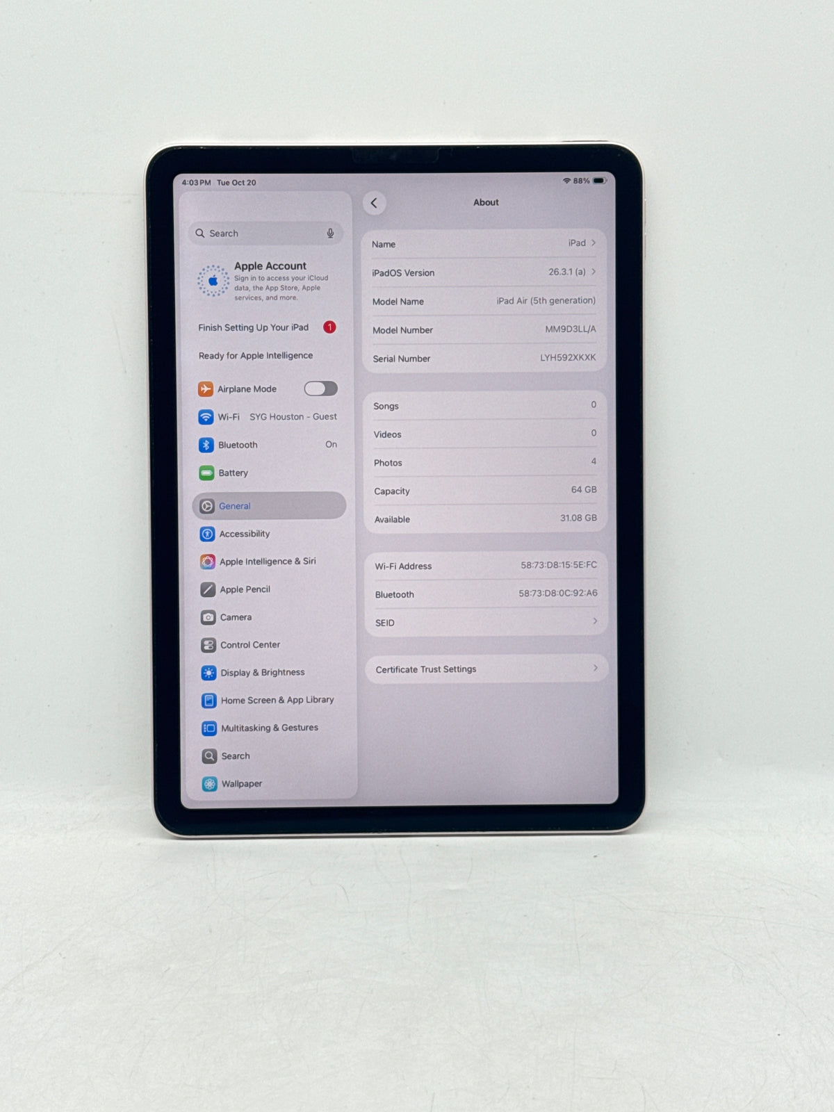 Apple iPad Air 5th Gen 64GB Wi-Fi Pink - Used