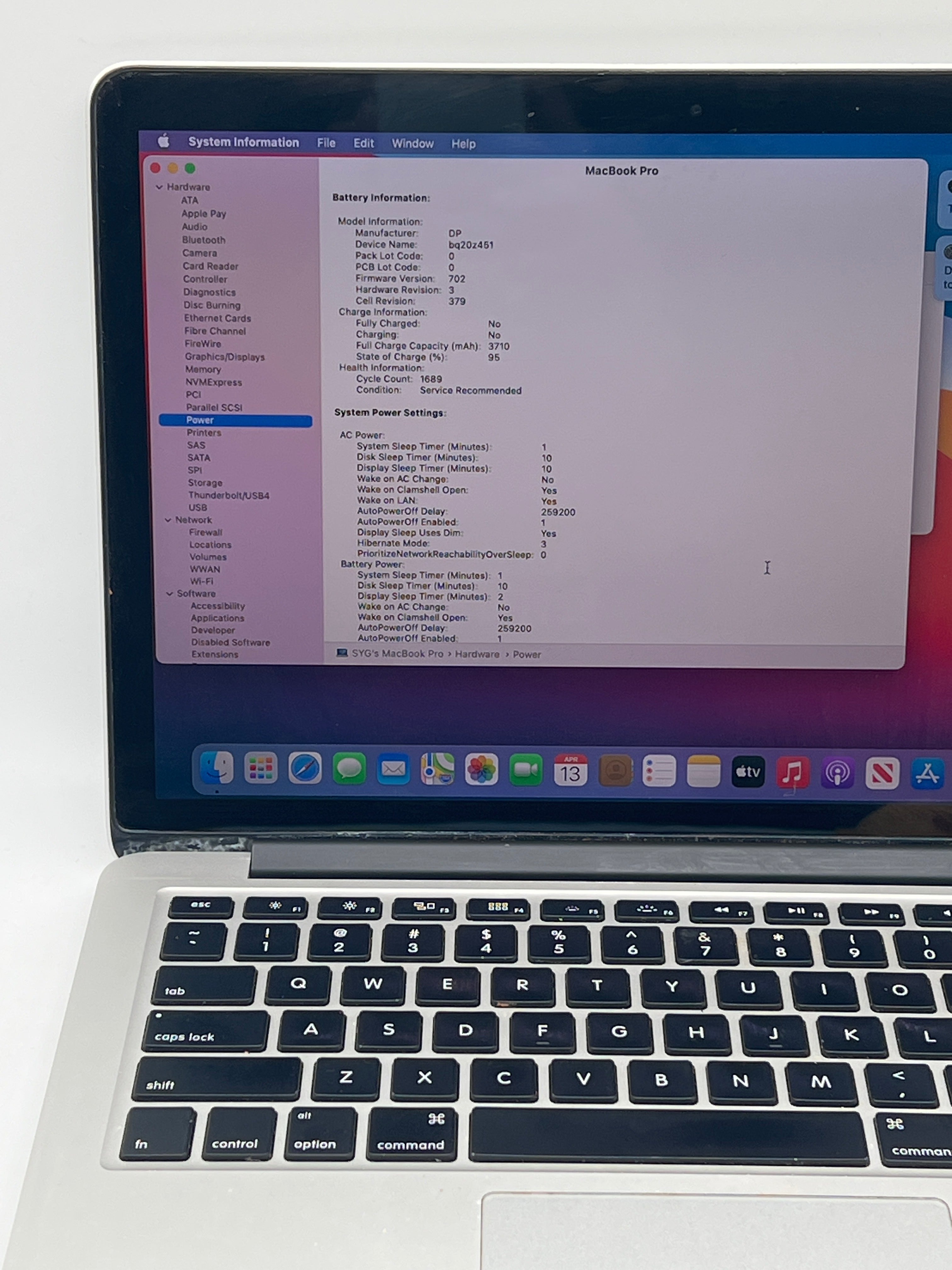 Apple MacBook Pro 13" A1502 i5 4GB RAM 128GB Flash Storage - For Parts (Service Battery)