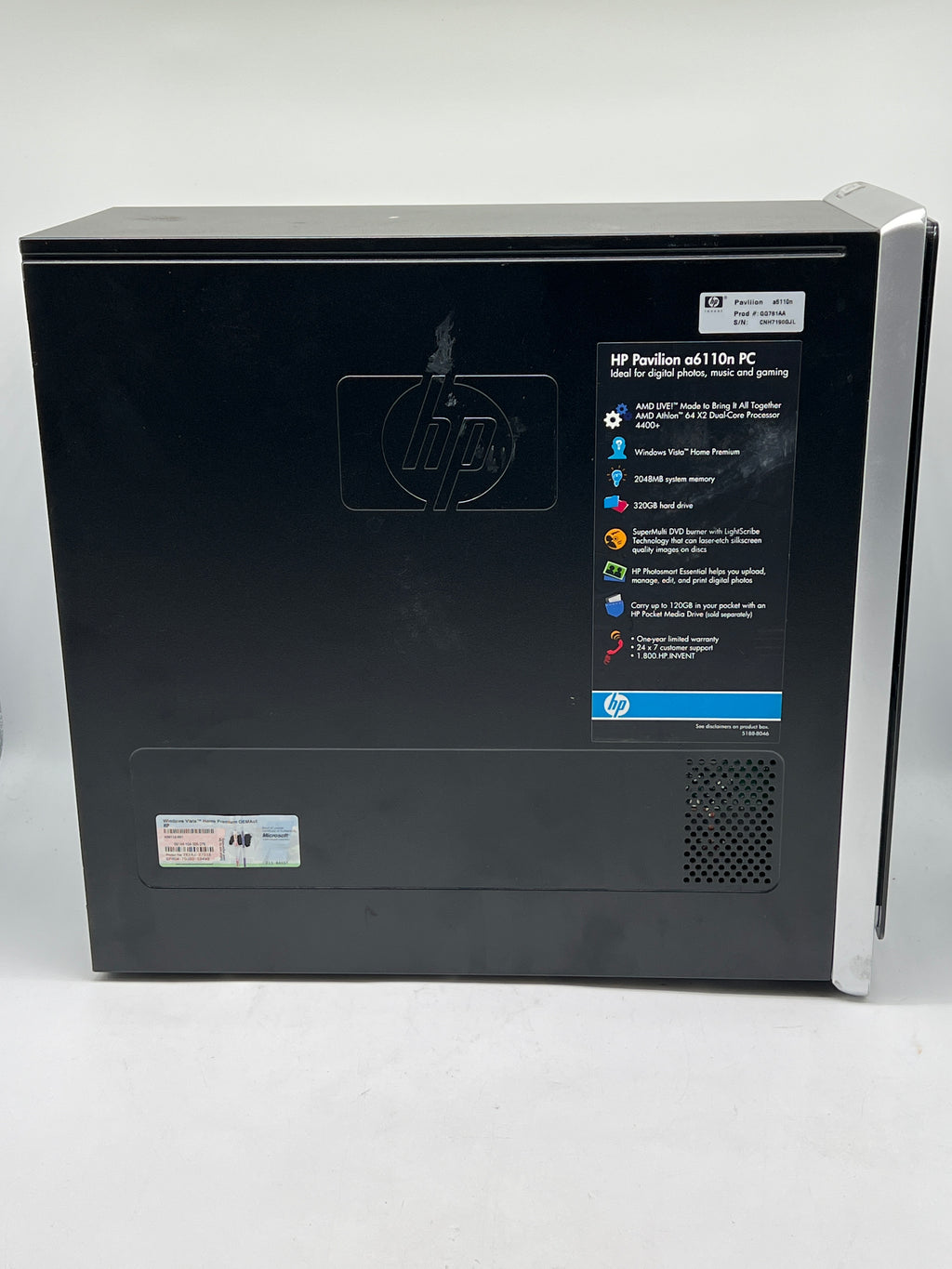 HP Pavilion Desktop Tower AMD Athlon 64 X2 2GB RAM 298GB HDD - Used