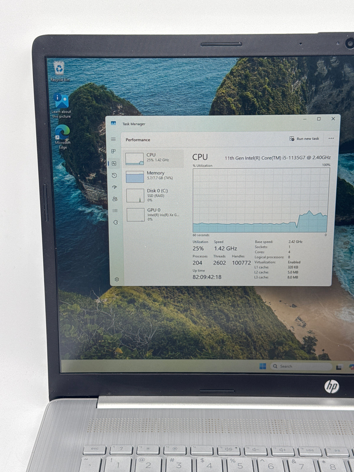 HP 17-cn0023dx 17" Intel Core i5-1135G7 8GB RAM 256GB SSD Silver - Used