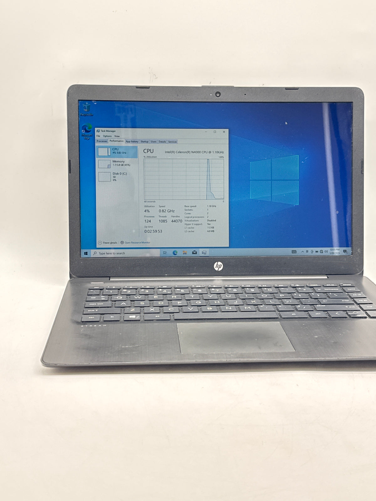 HP Stream 14-cb1614wm 14" Intel Celeron N4000 4GB RAM 32GB SD Black - Used