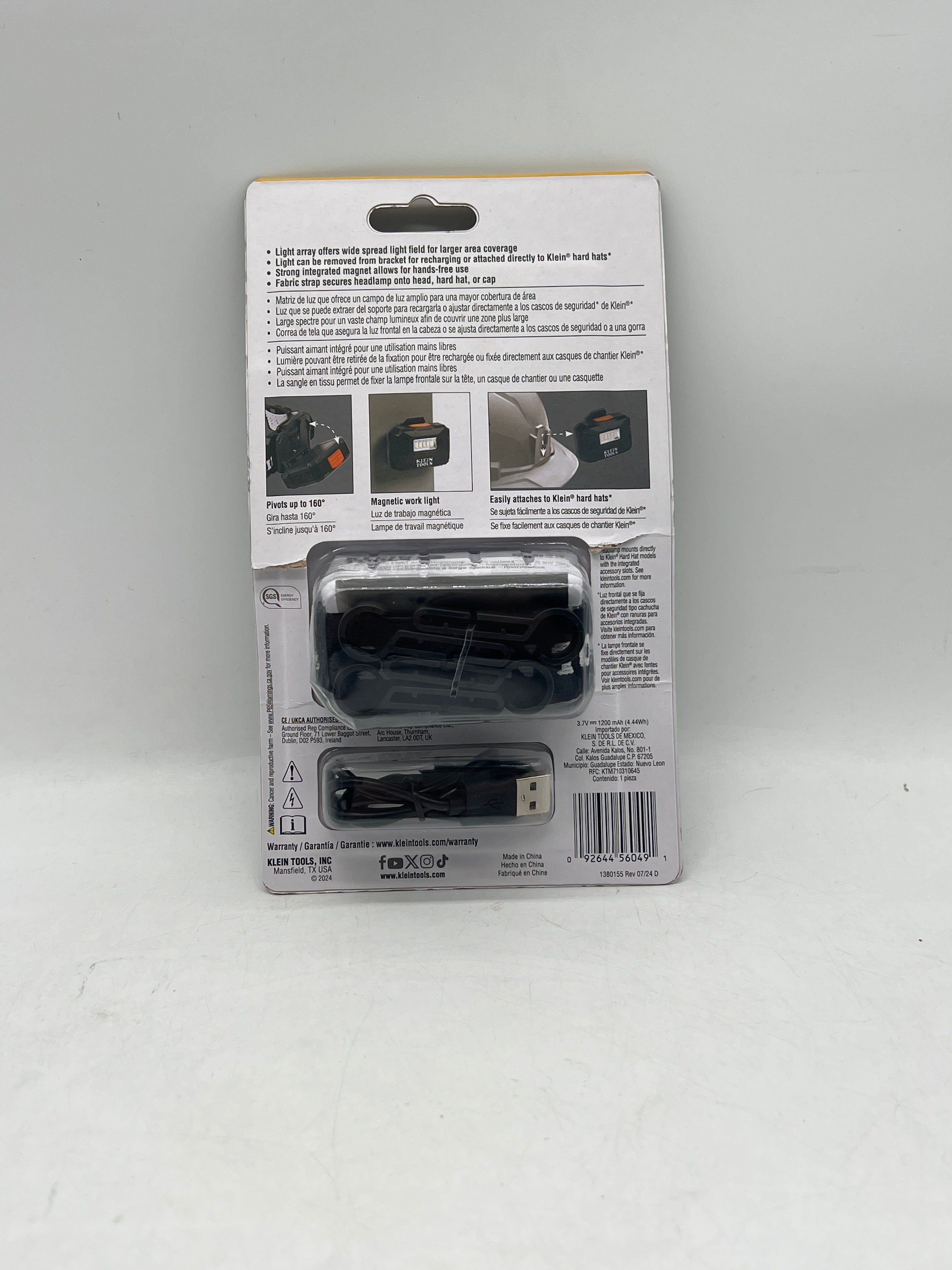 Klein Tools Headlamp 250 Lumens Black Rechargeable Battery Included