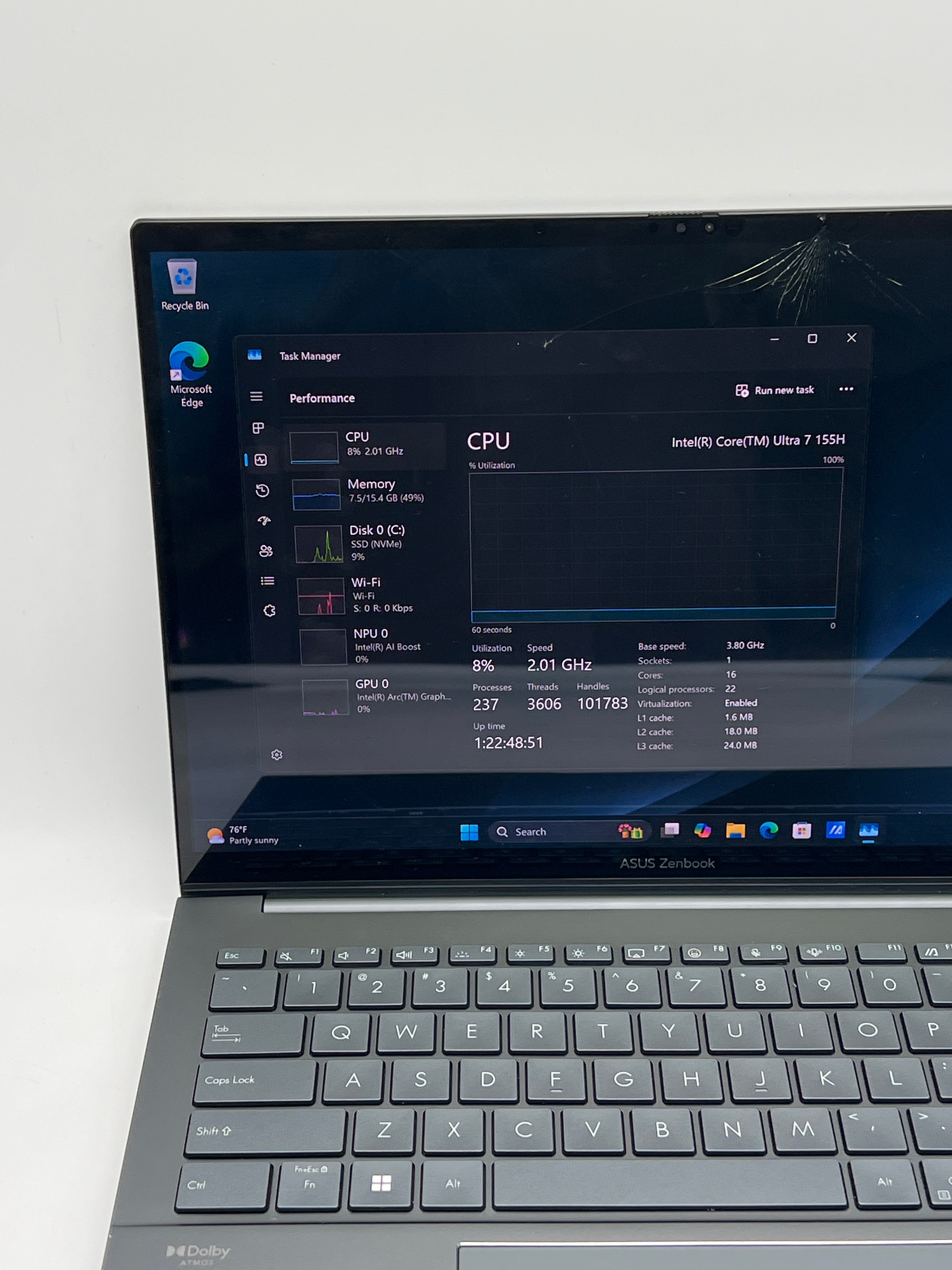 Asus Zenbook 14 Q425M OLED Ultra 7 155H 16GB RAM 1TB SSD - For Parts (Read DESC)