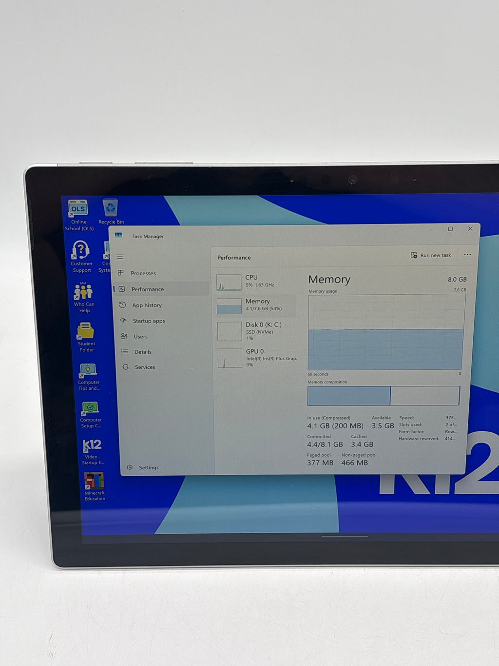 Microsoft Surface Pro 7 1866 i5-1035G4 8GB RAM 256GB SSD - For Parts (Read DESC)