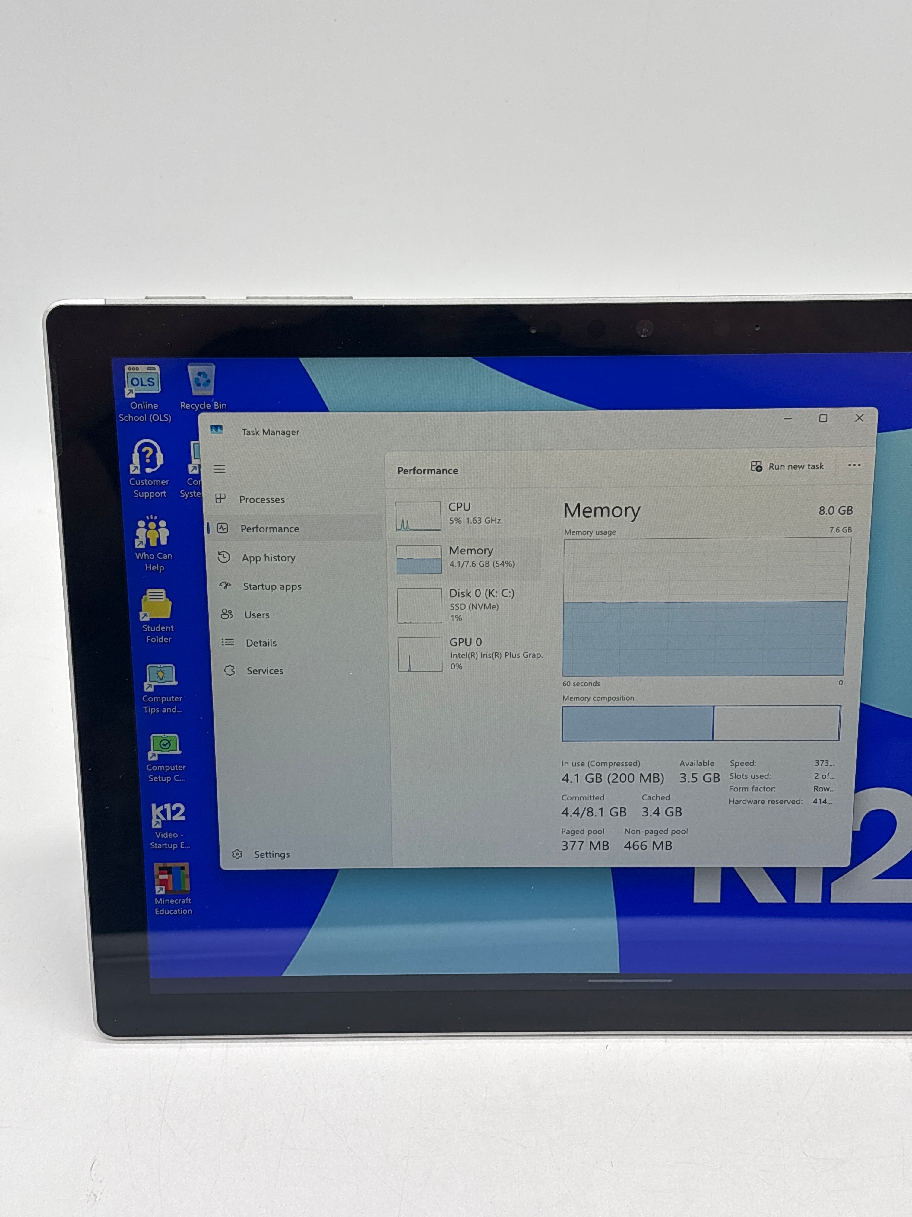 Microsoft Surface Pro 7 1866 i5-1035G4 8GB RAM 256GB SSD - For Parts (Read DESC)
