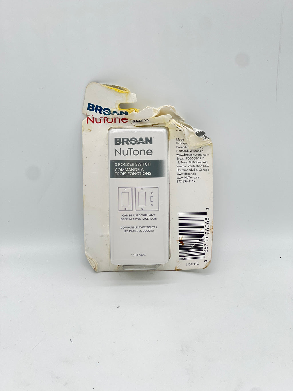 Broan NuTone 3 Rocker Switch SC100W White Fan Control Switch New In Box