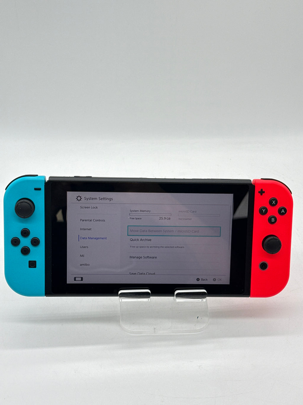 Nintendo Switch V2 HAC-001(-01) w/ Red and Blue Joycons and Games - Used with Box