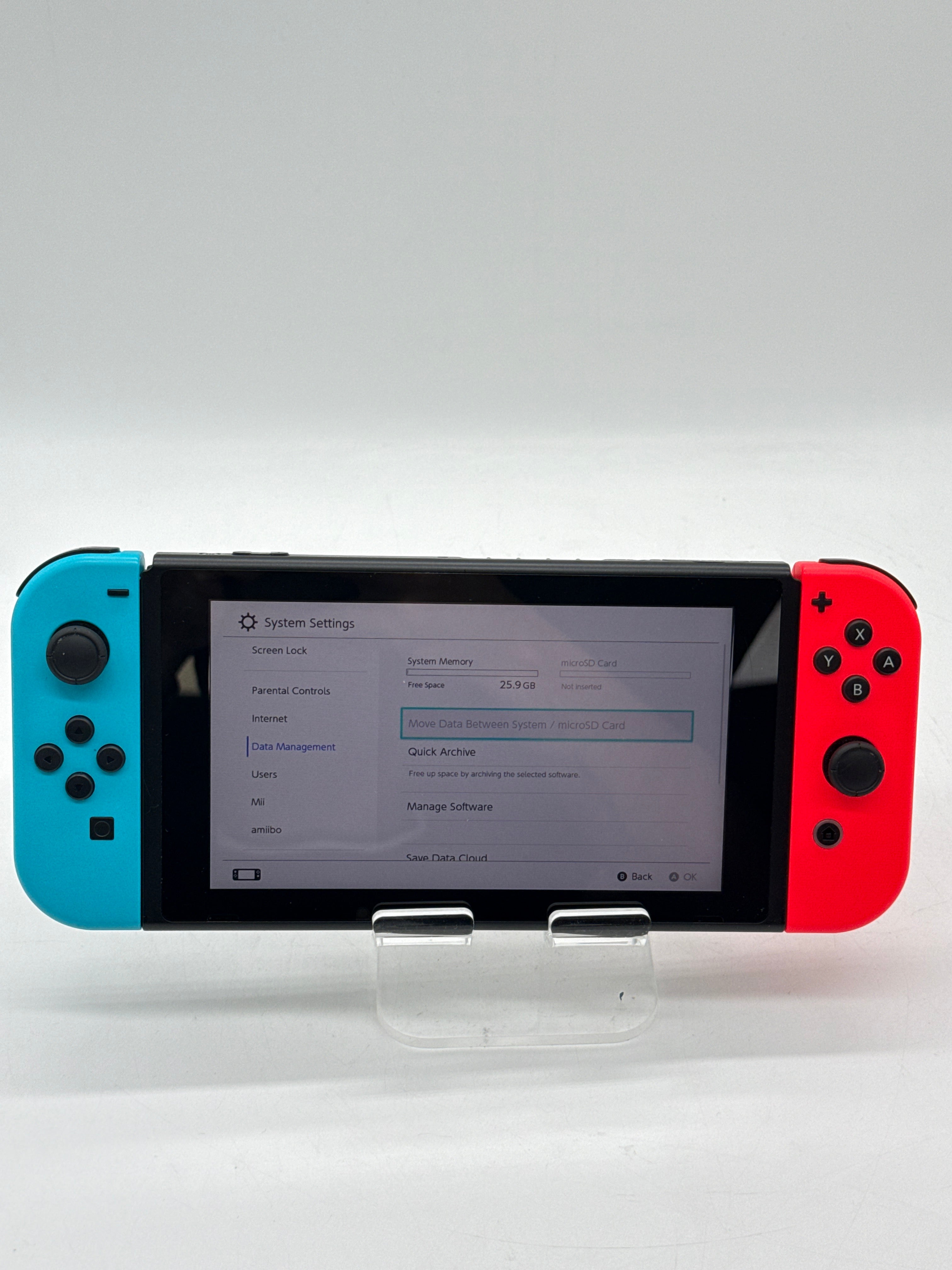 Nintendo Switch V2 HAC-001(-01) w/ Red and Blue Joycons and Games - Used with Box
