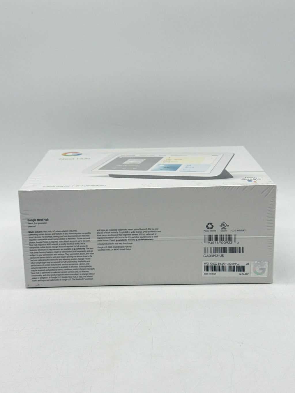 Google Nest Hub 7 Inch 2nd Generation Charcoal Color - New In Box