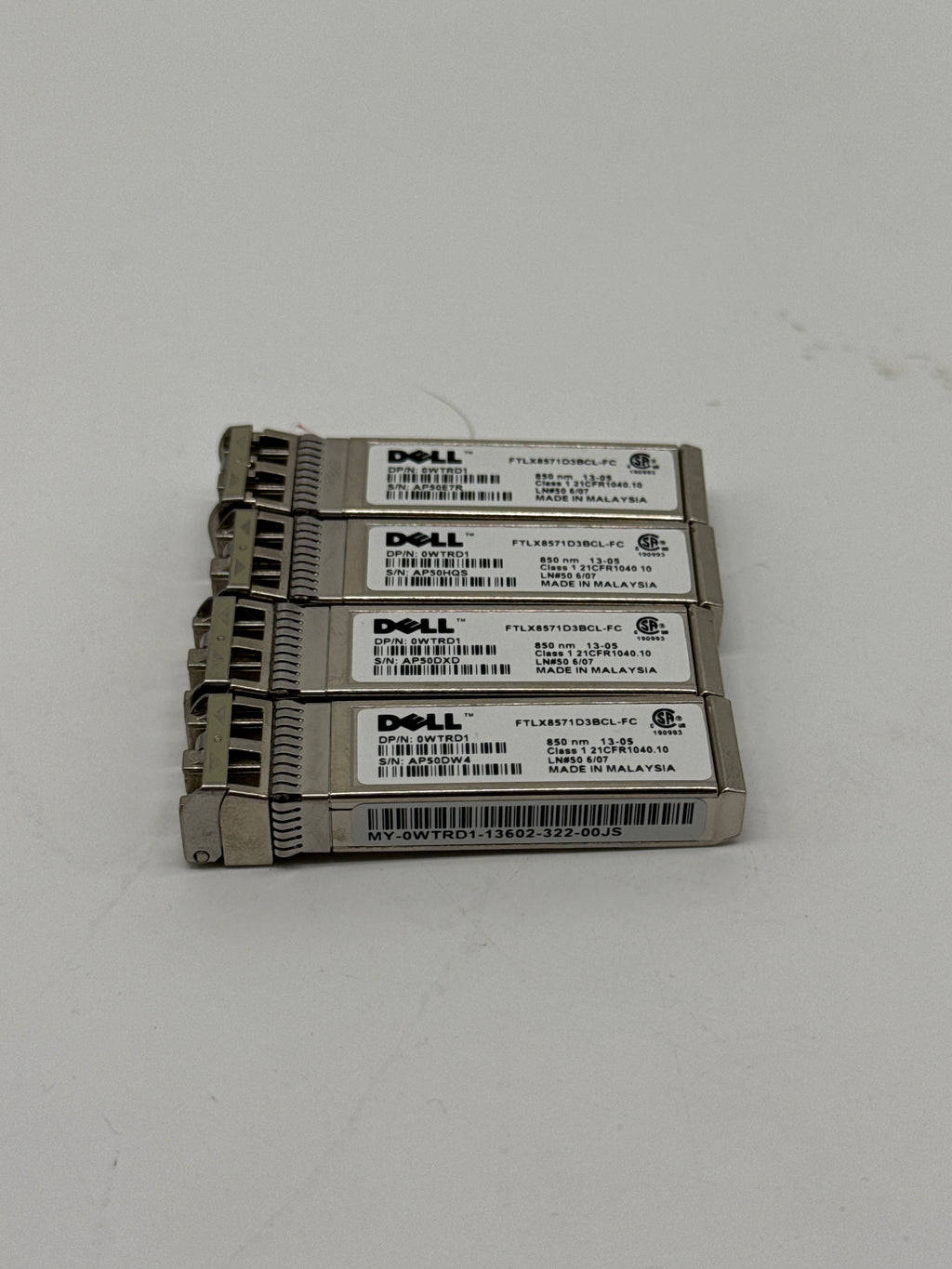 Dell 0WTRD1 10Gb SFP+ 10GBASE-SR 850nm LC Multimode Transceiver Lot of 4 - Used
