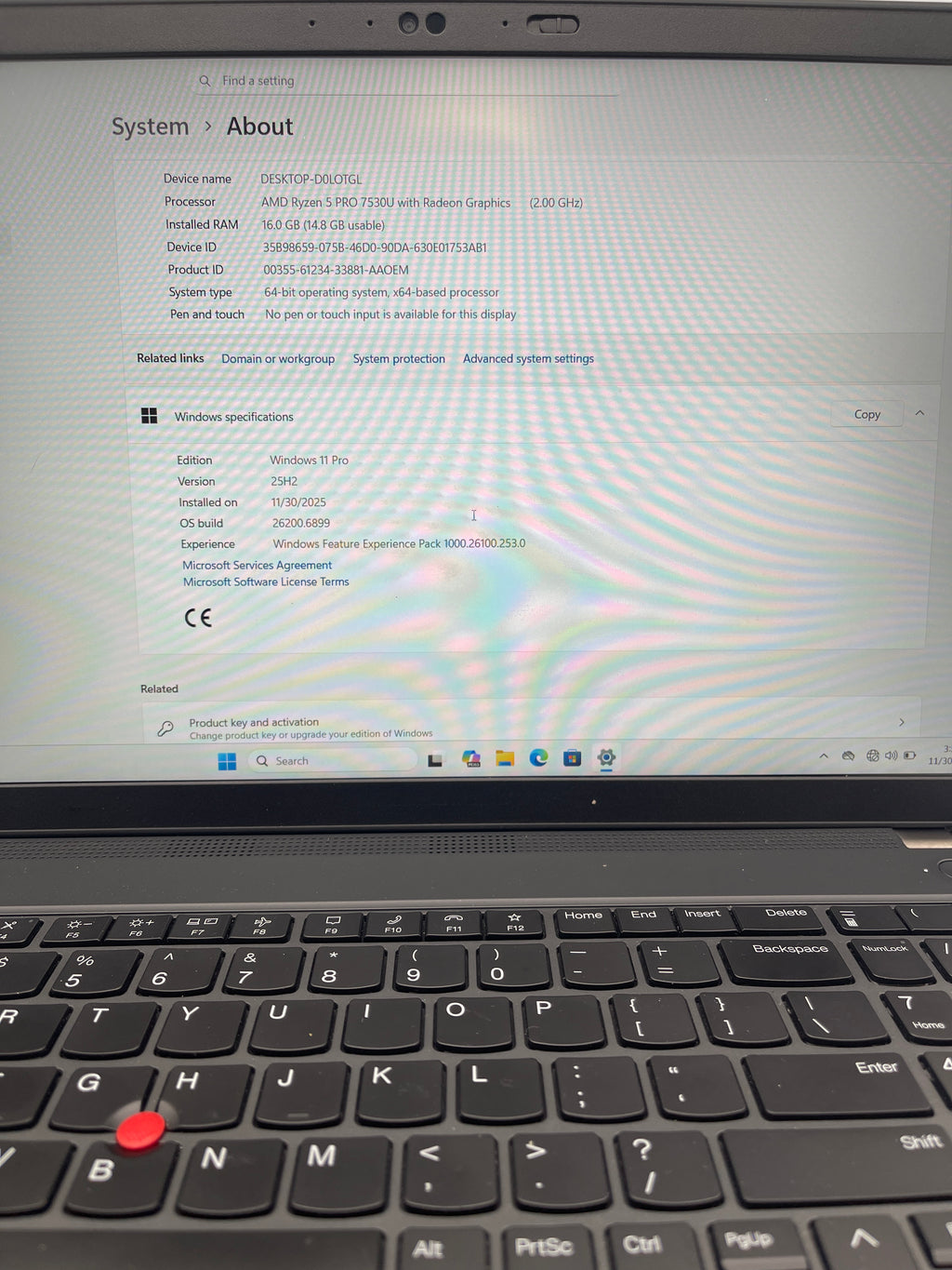 Lenovo Thinkpad L15 Gen 4 15.6" AMD Ryzen 5 16GB RAM 512GB SSD Used