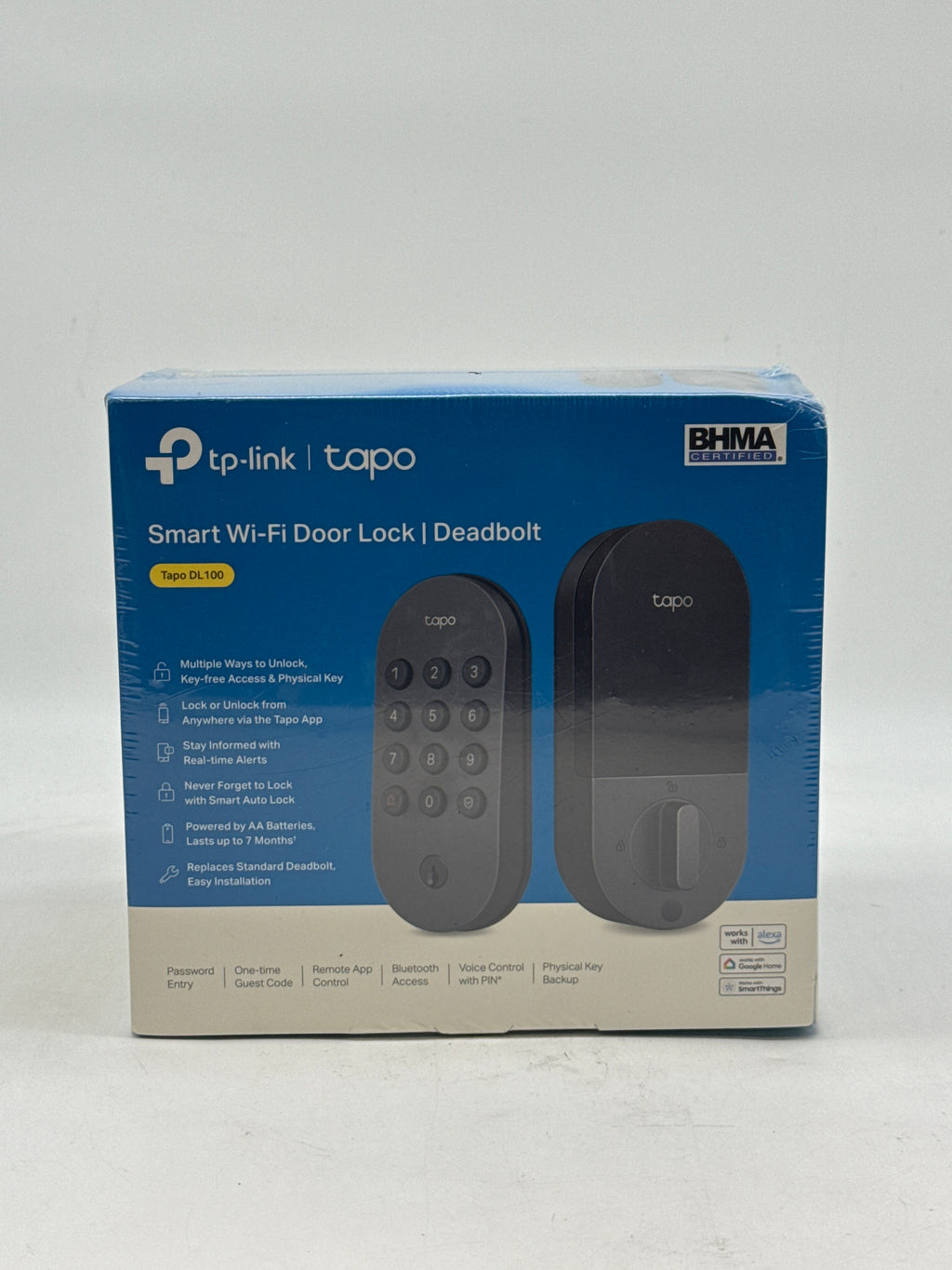 TP-Link Tapo DL100 Smart Wi-Fi Deadbolt Door Lock Keyless Bluetooth