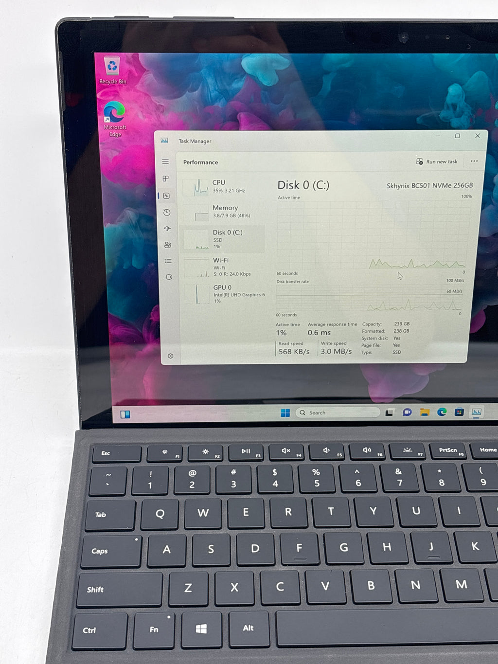 Microsoft Surface Pro 6 1796 12.3" i5-8250U 8GB RAM 256GB SSD Wi-Fi - Used