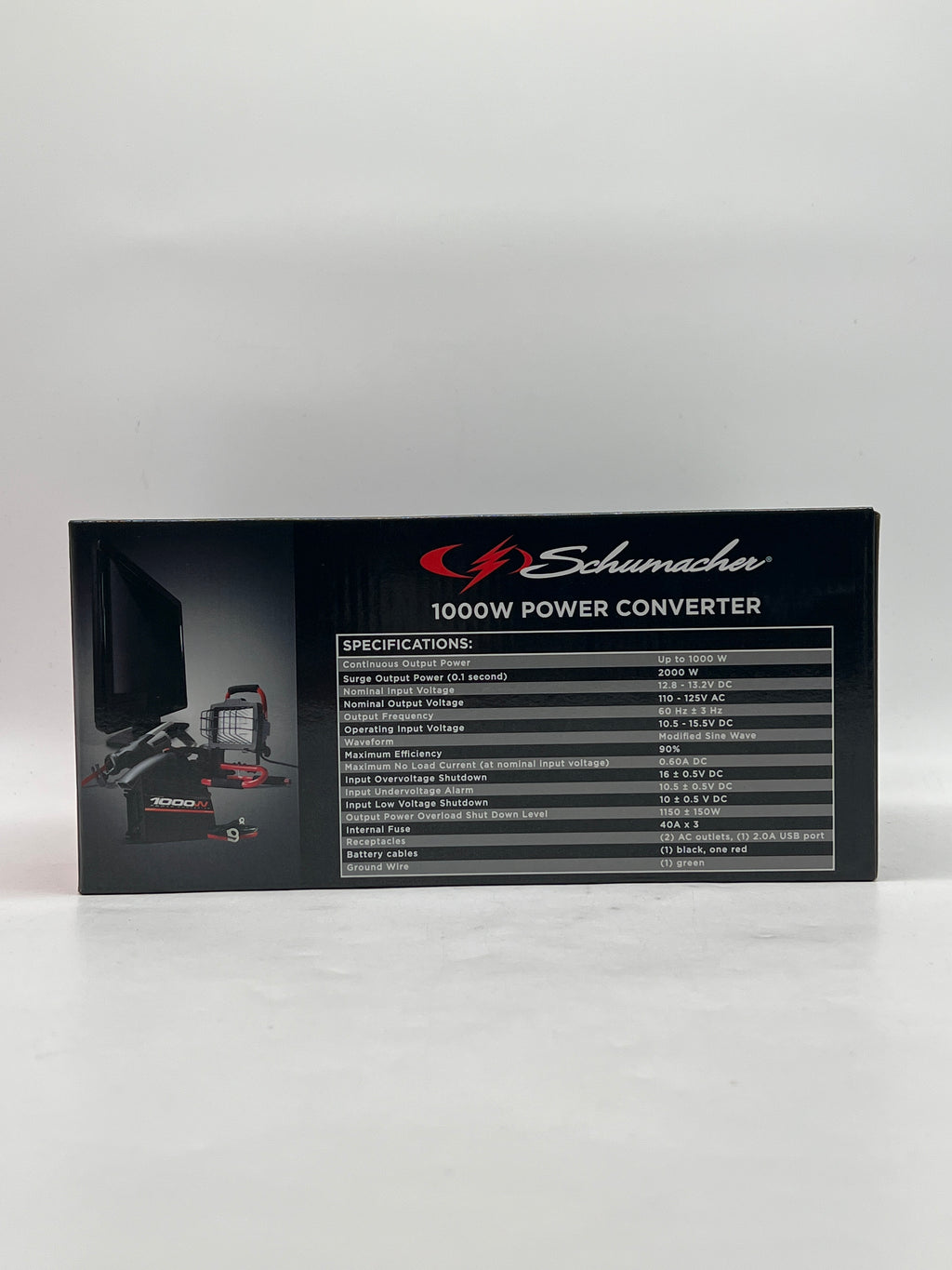 Schumacher PC-1000 1000W/2000 Peak Watt Power Inverter Black - New