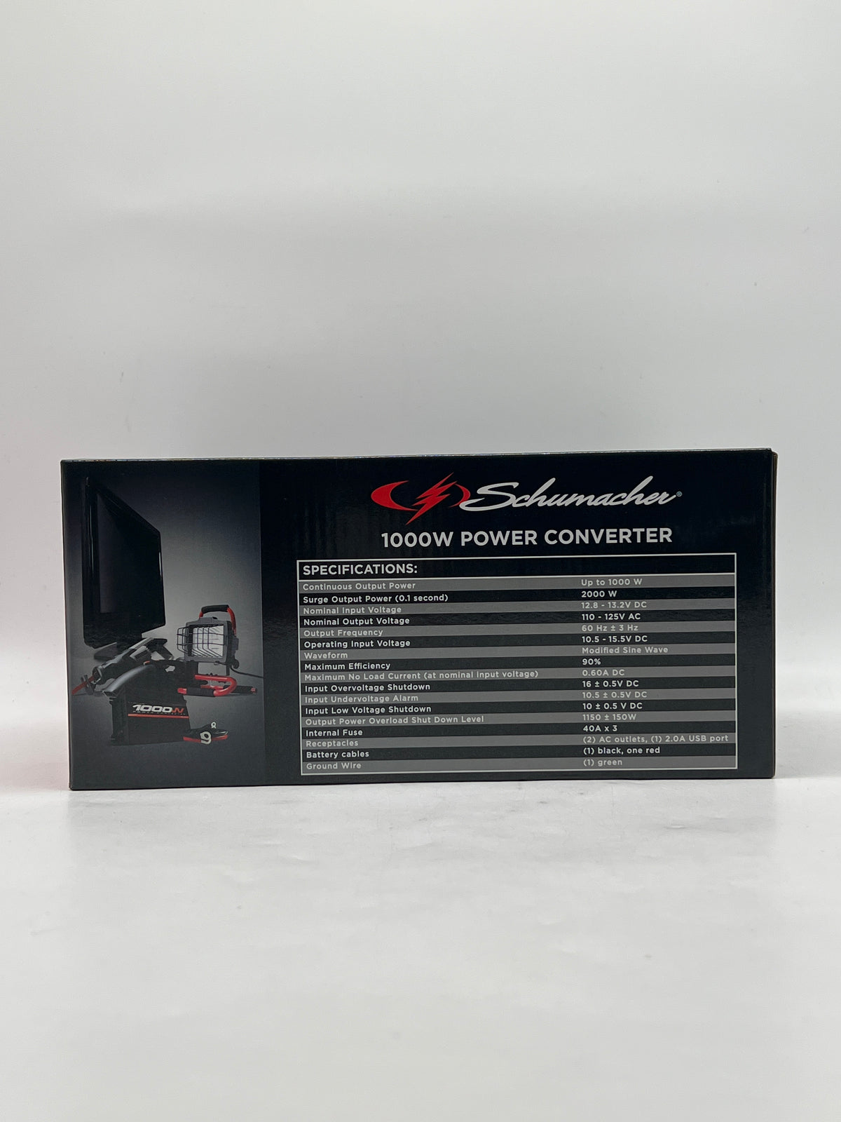 Schumacher PC-1000 1000W/2000 Peak Watt Power Inverter Black - New