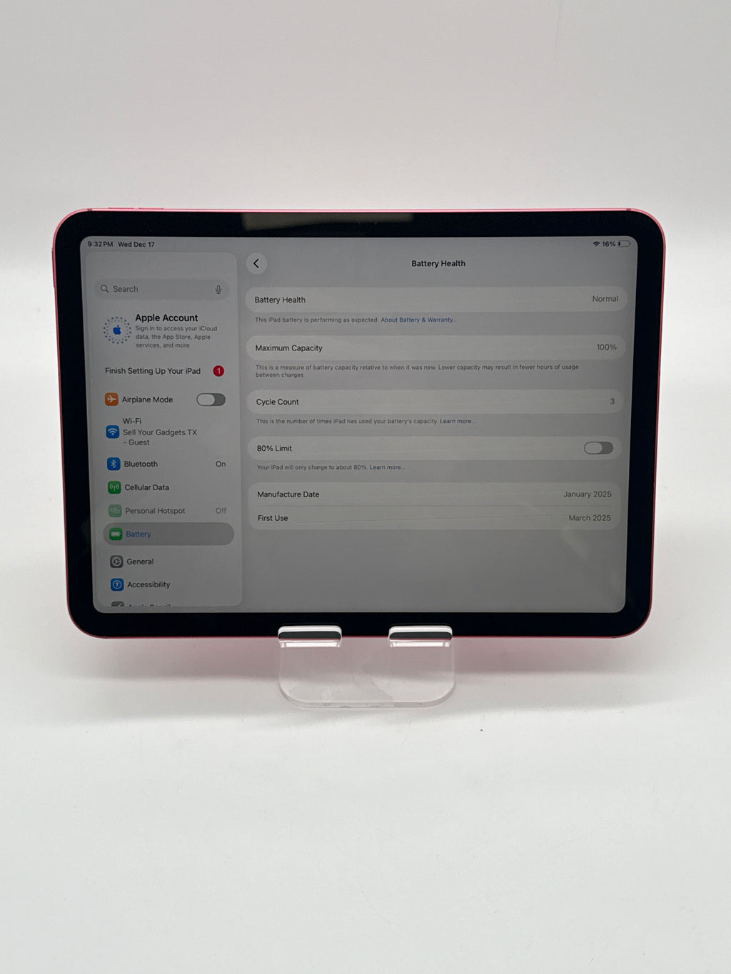 Apple iPad 11th Gen A16 128GB Pink Wi-Fi + Cellular Unlocked