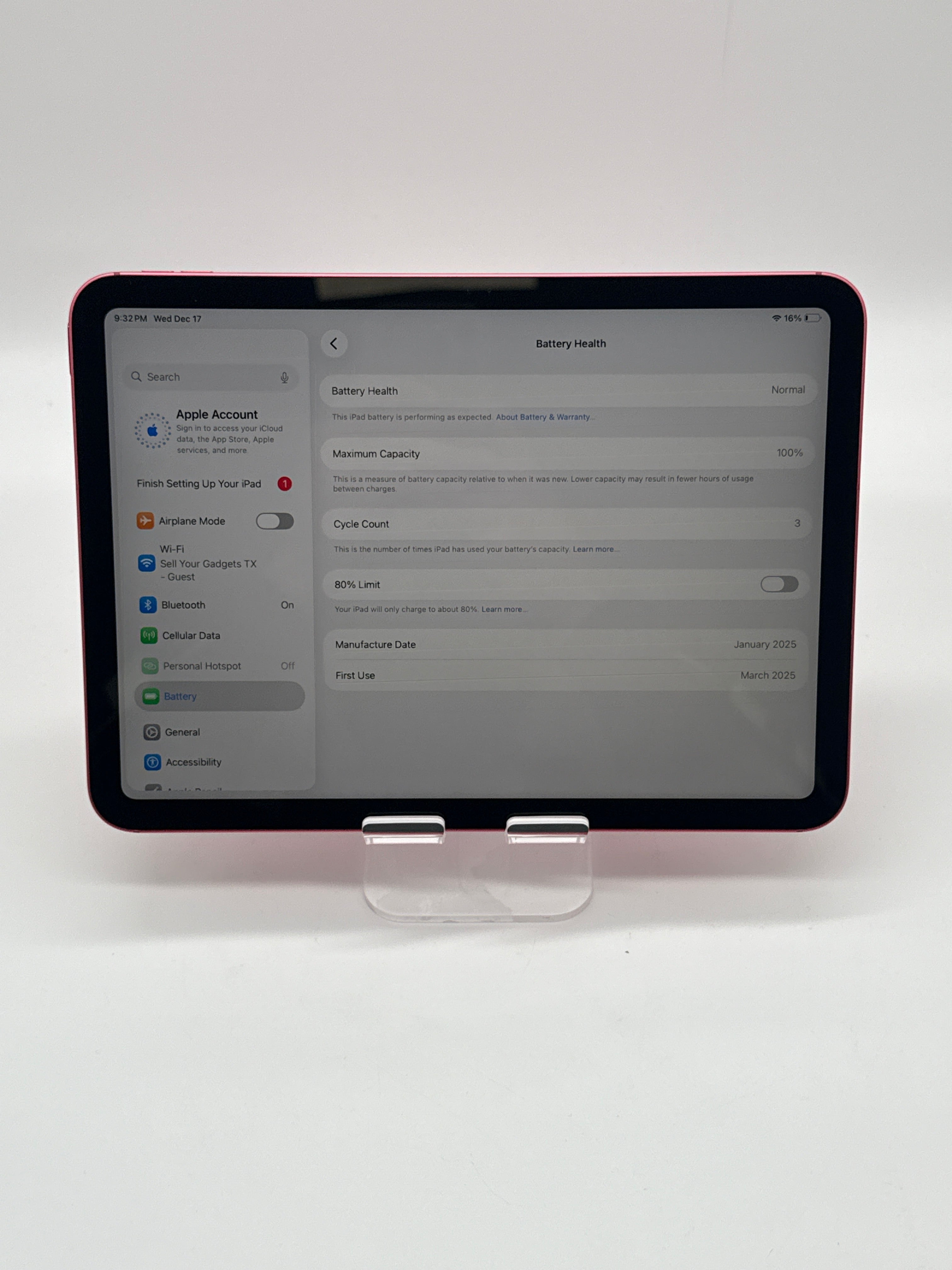 Apple iPad 11th Gen A16 128GB Pink Wi-Fi + Cellular Unlocked