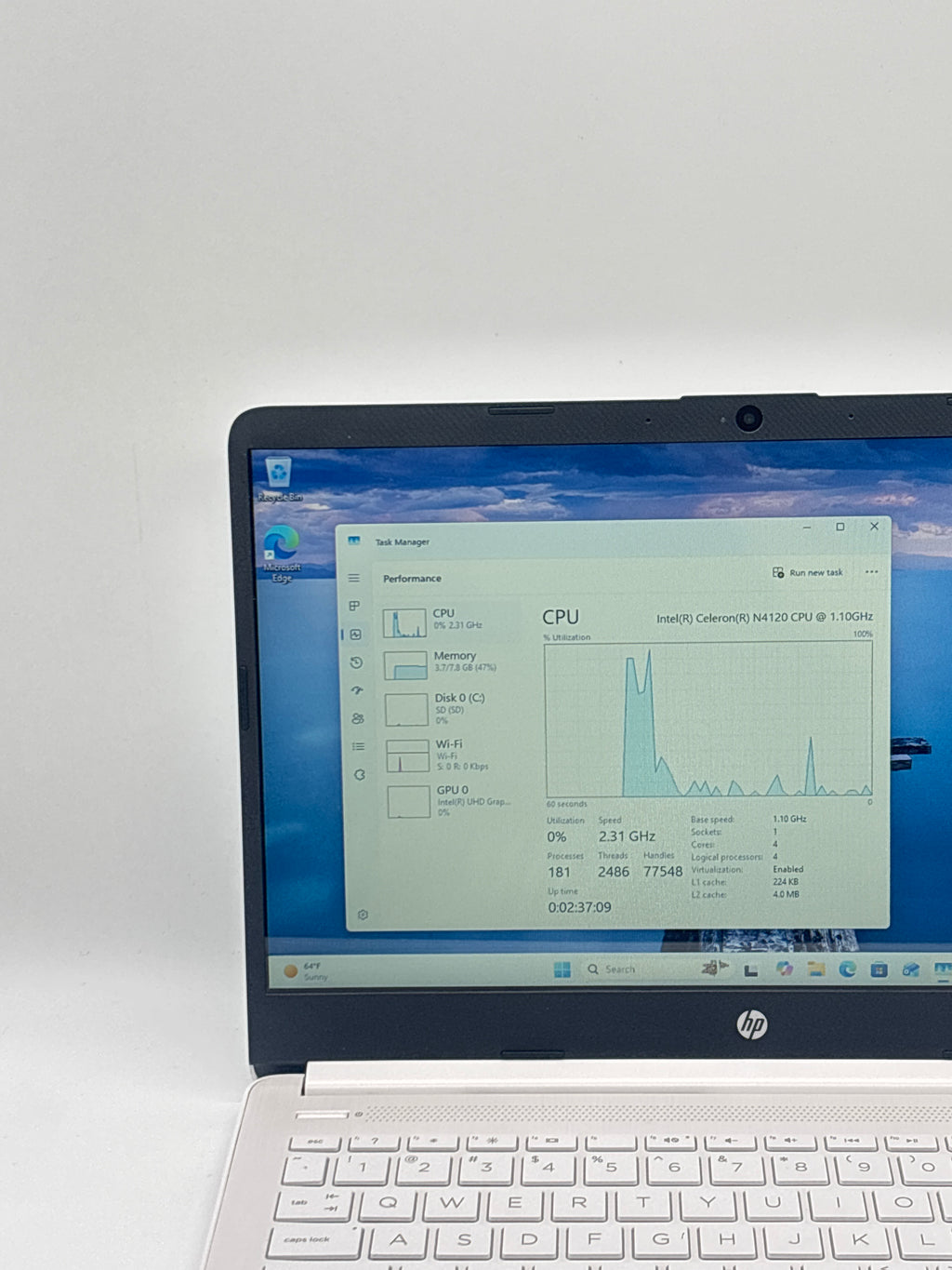 HP Laptop 14-dq0052dx Intel Celeron N4120 8GB RAM 64GB SSD - Used