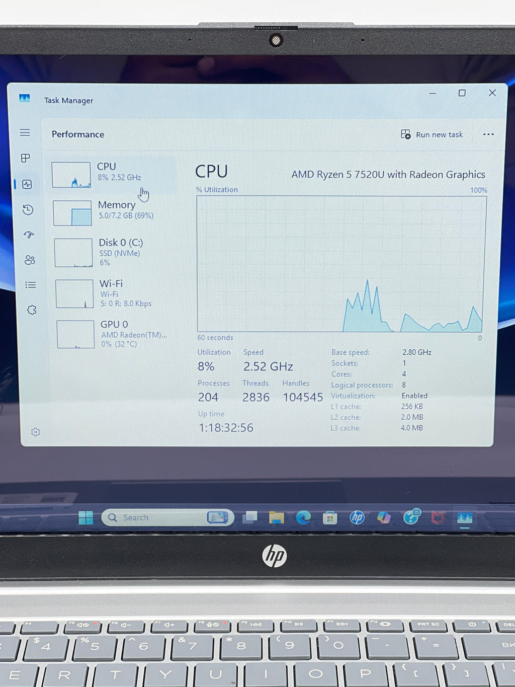 HP 15-FC0025DX 15" AMD Ryzen 5 8GB RAM 512GB SSD