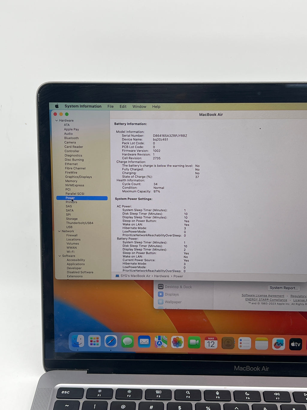 Apple MacBook Air 13" A2337 M1 8GB RAM 256GB SSD - Used